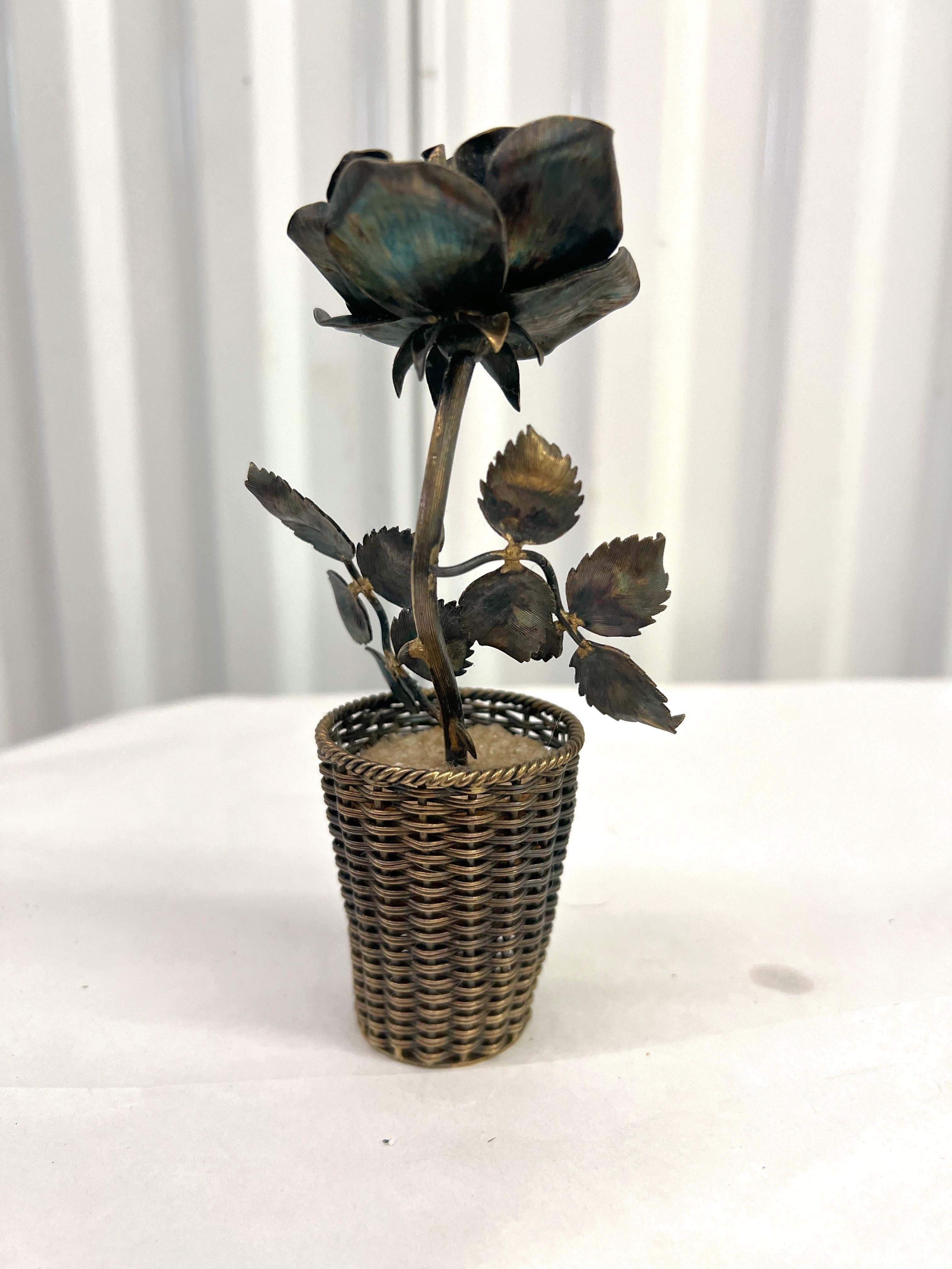 Mexican Tiffany & Co Janna Thomas Sterling Silver Gilded Gold Potted Flower