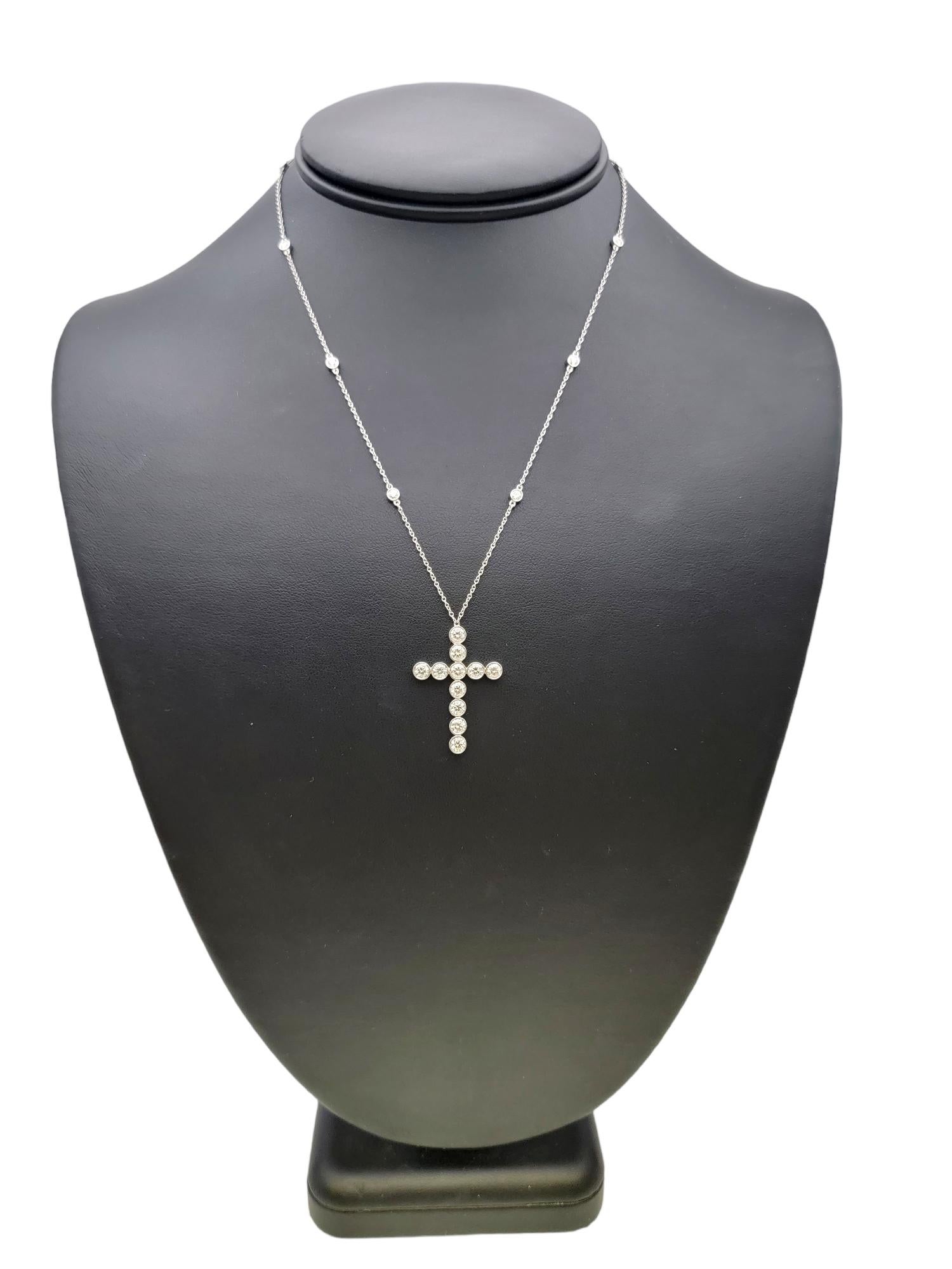 Tiffany & Co. Jazz 2.00 Carats Total Diamond Cross Pendant Necklace in Platinum 6