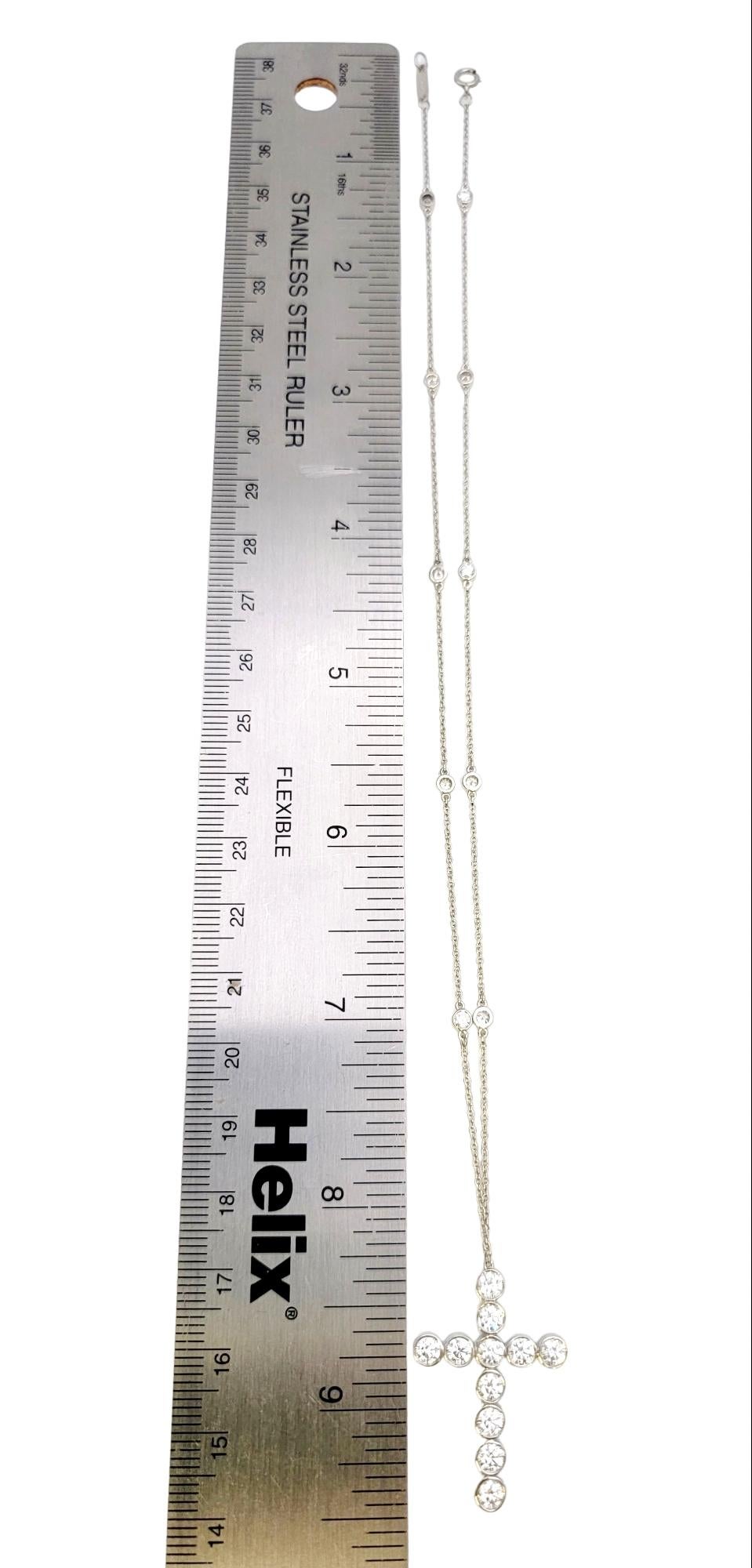 Tiffany & Co. Jazz 2.00 Carats Total Diamond Cross Pendant Necklace in Platinum 7