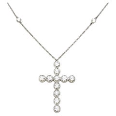 Tiffany & Co. Jazz 2.00 Carats Total Diamond Cross Pendant Necklace in Platinum