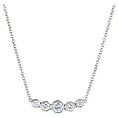 Tiffany & Co. Jazz 5 Diamond Graduated Pendant Necklace Estate Fine Jewelry