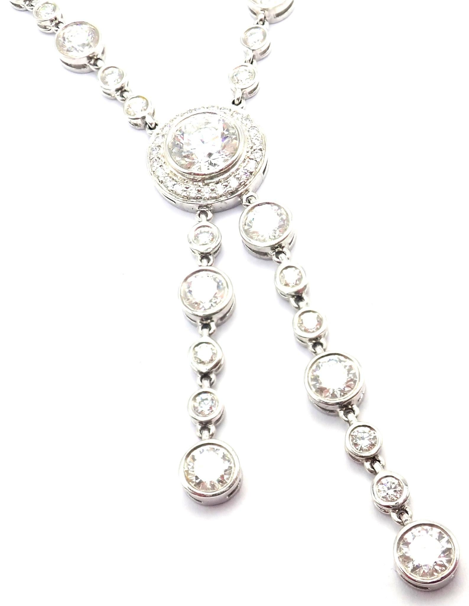 Collana Jazz Lariat in platino e diamanti di Tiffany & Co.
Con 115 diamanti taglio Brilliante VS1, colore E, peso totale circa 8,75 ct.
Dettagli:
Metallo: Platino
Lunghezza: 15,5 
Larghezza: 11 mm, catena da 5 mm
Peso: 23.1 grammi
Punzoni: Tiffany &