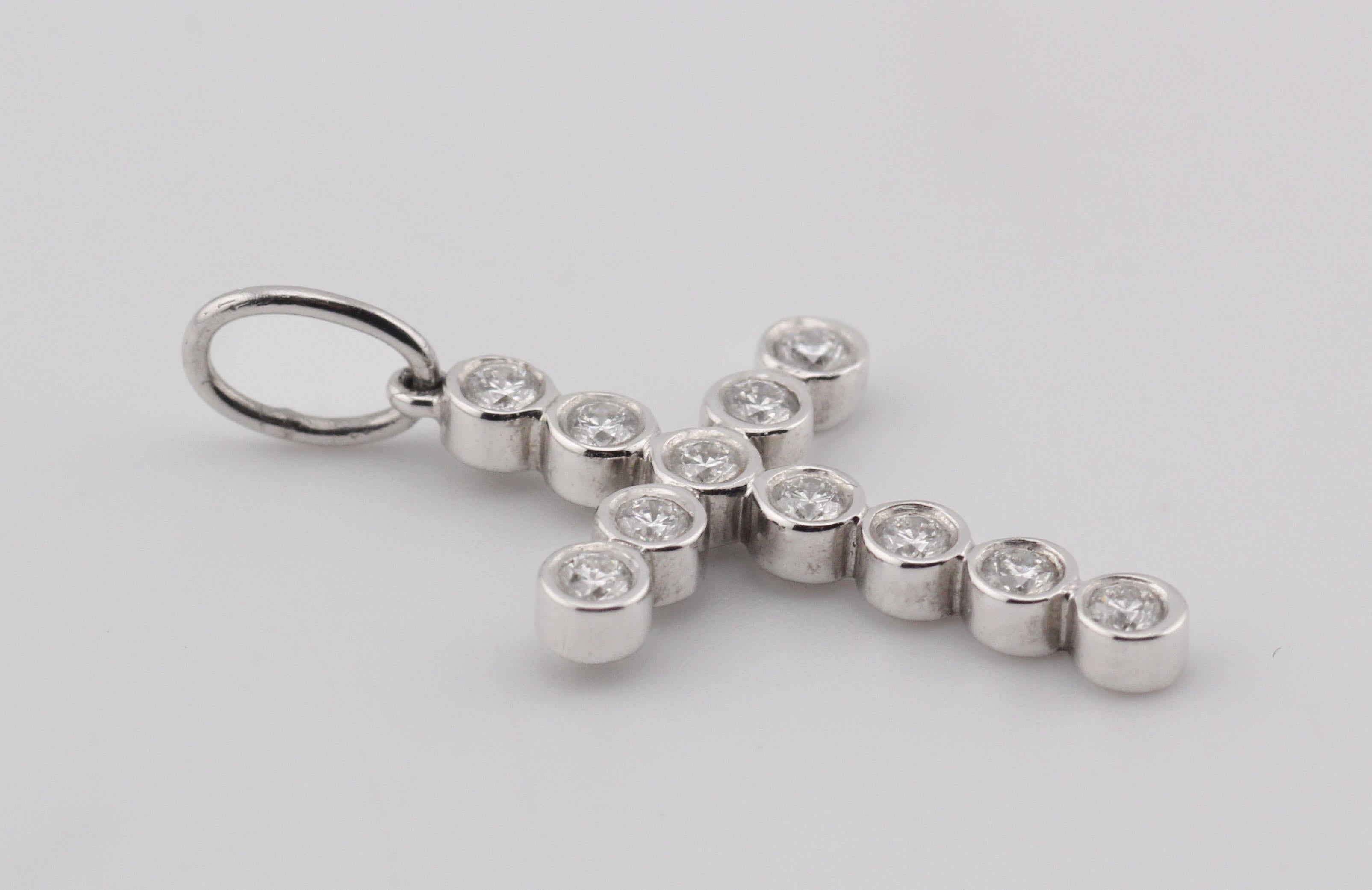 Tiffany & Co. Jazz Bezel Set Diamant Platin Kreuz Anhänger Charm 1