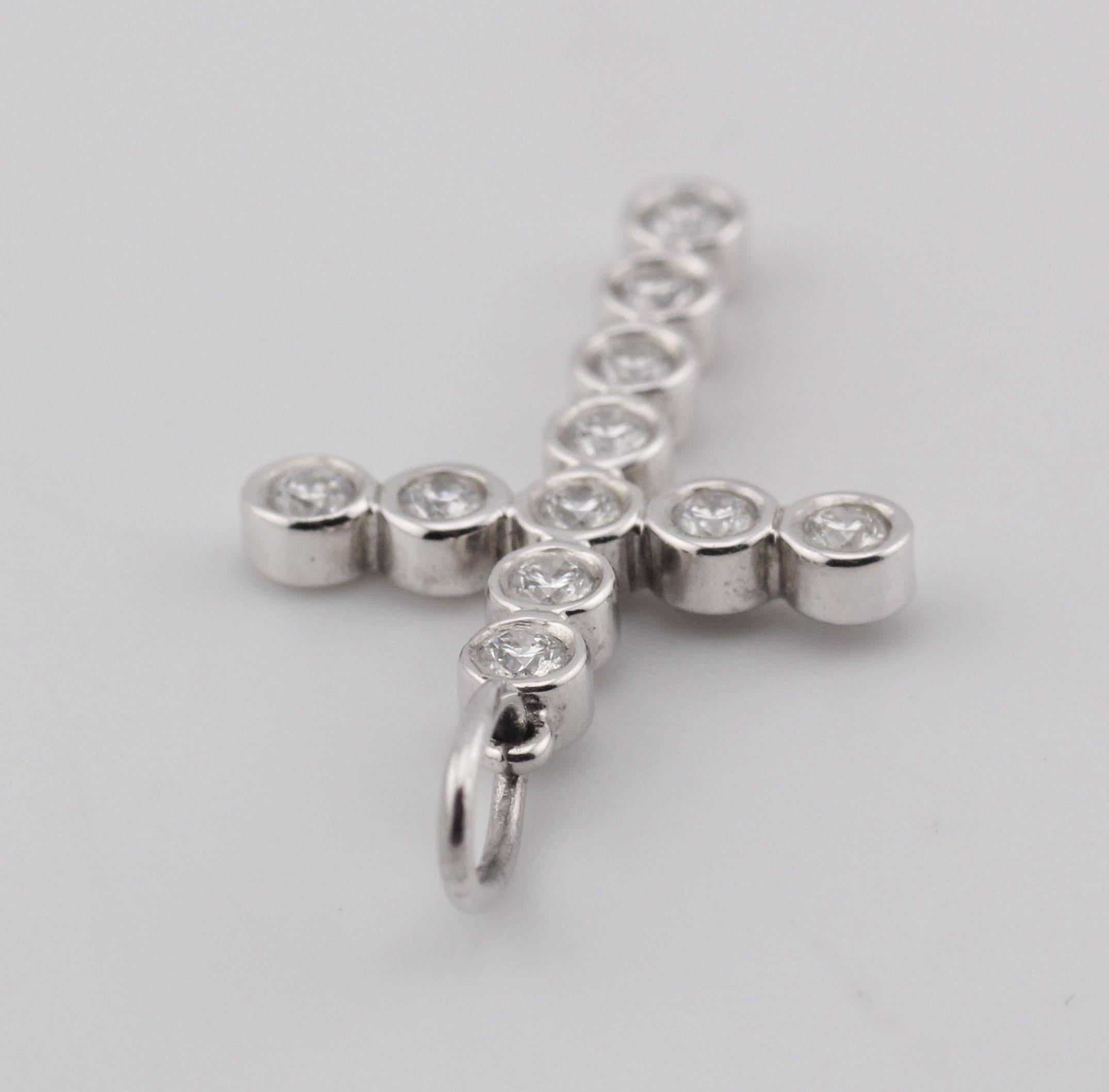 Tiffany & Co. Jazz Bezel Set Diamant Platin Kreuz Anhänger Charm 2