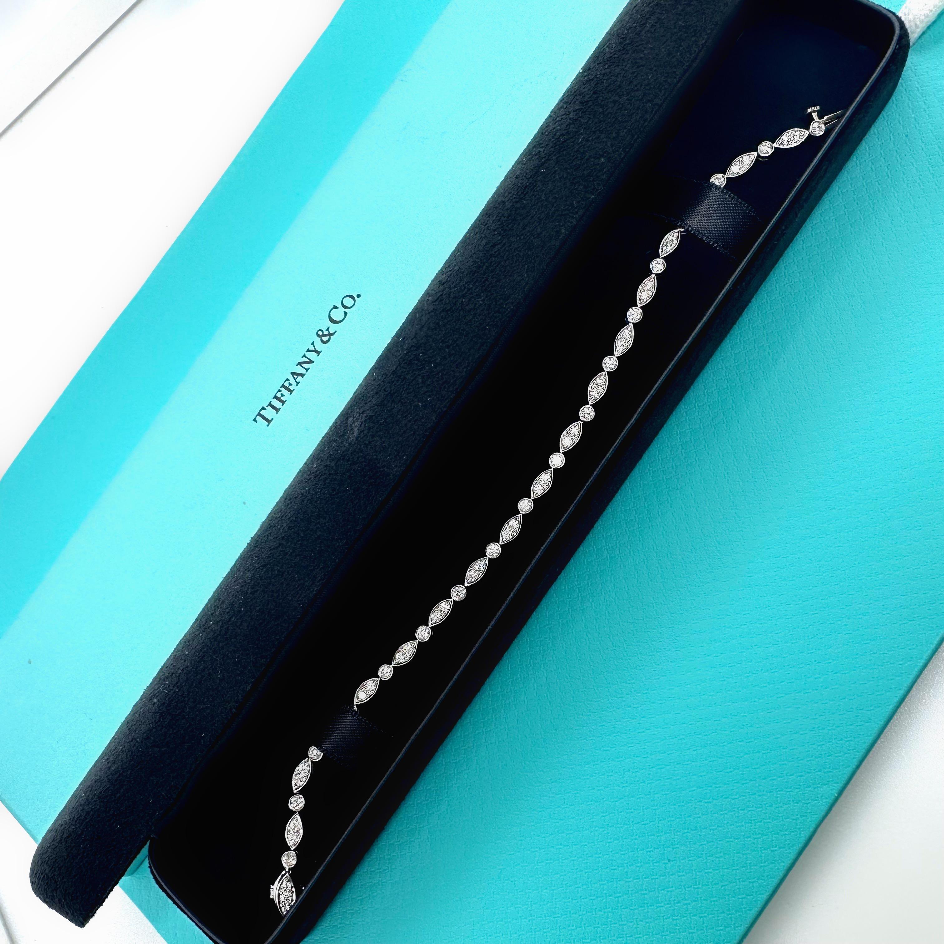 Tiffany & Co Jazz Collection 1.60 tcw Diamond Platinum Tennis Bracelet 7