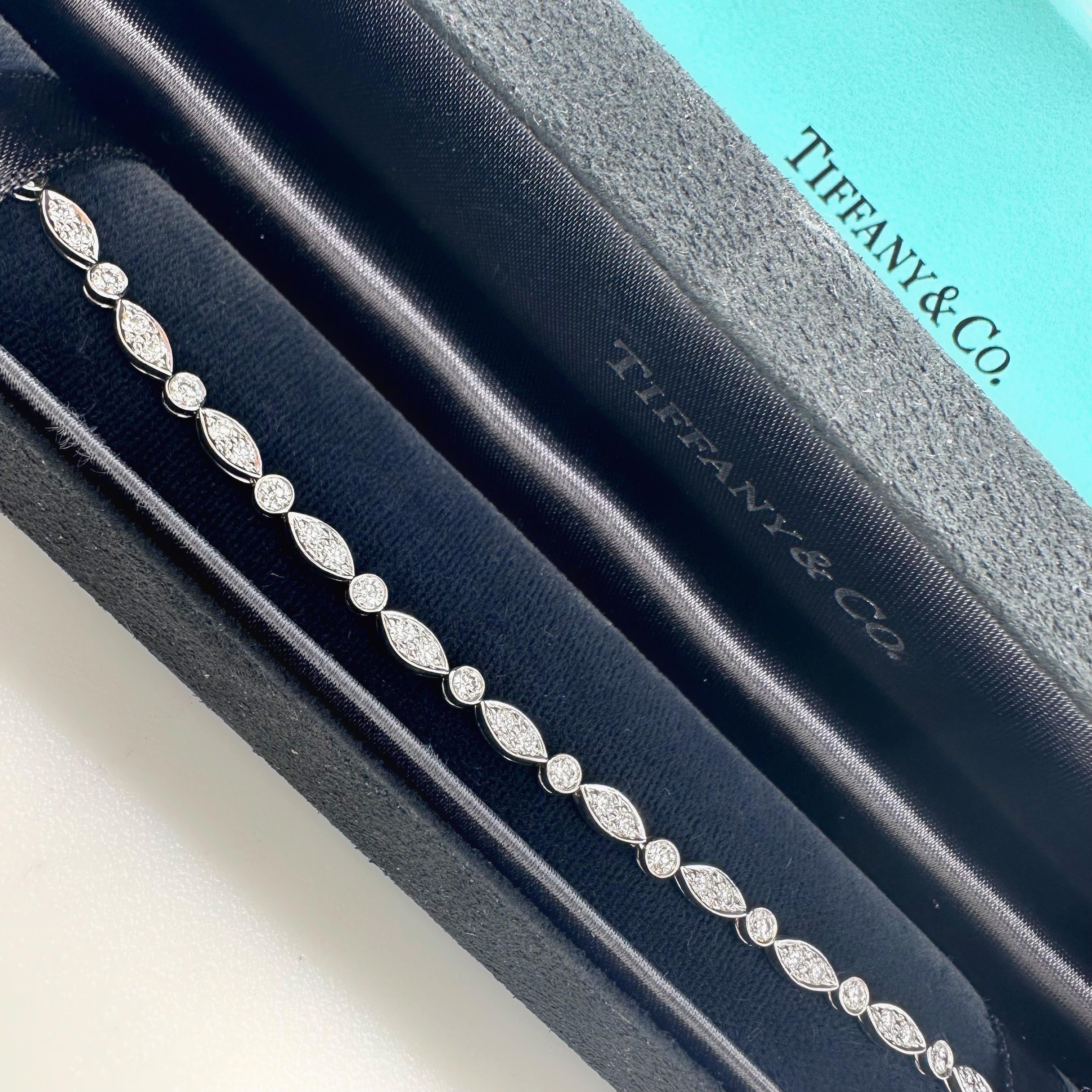 Tiffany & Co Jazz Collection 1.60 tcw Diamond Platinum Tennis Bracelet 10