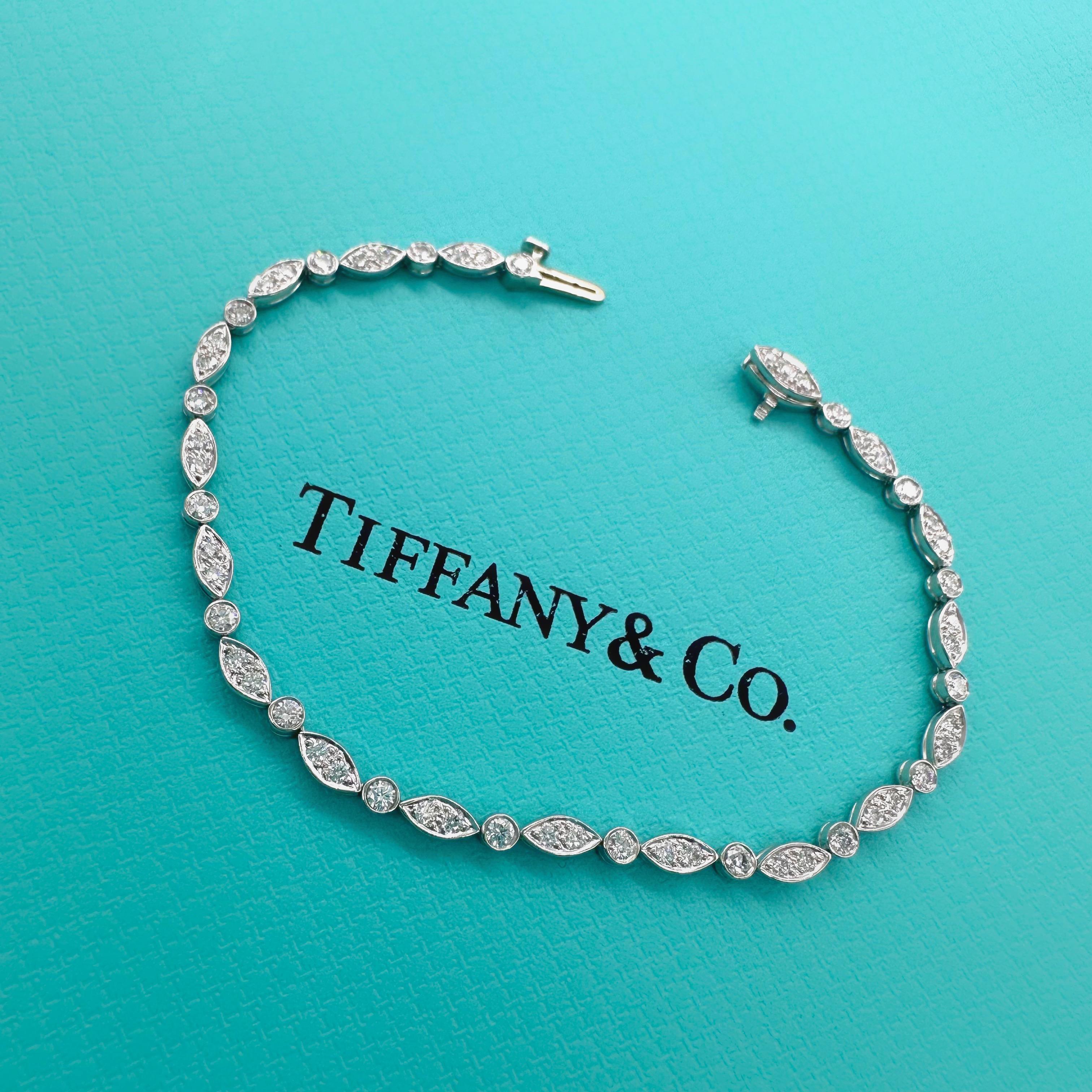Tiffany & Co Jazz Collection 1.60 tcw Diamond Platinum Tennis Bracelet 12