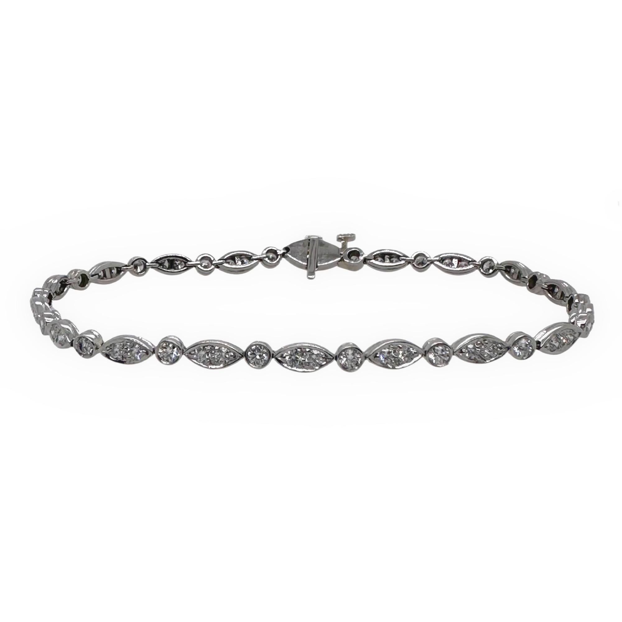 Women's or Men's Tiffany & Co Jazz Collection 1.60 tcw Diamond Platinum Tennis Bracelet