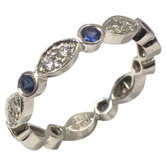 Tiffany & Co. Jazz Collection Platinum Diamond Sapphire Band Ring