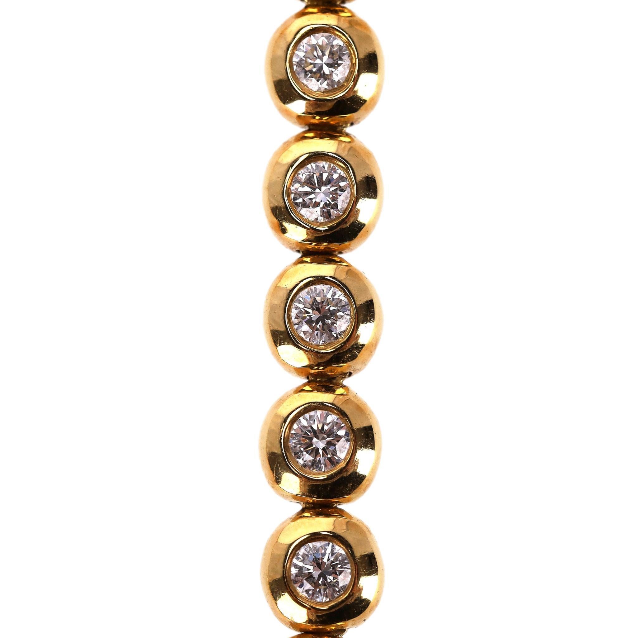 Brilliant Cut Tiffany & Co Jazz Diamond 5ct Tennis Necklace In 18k Gold For Sale