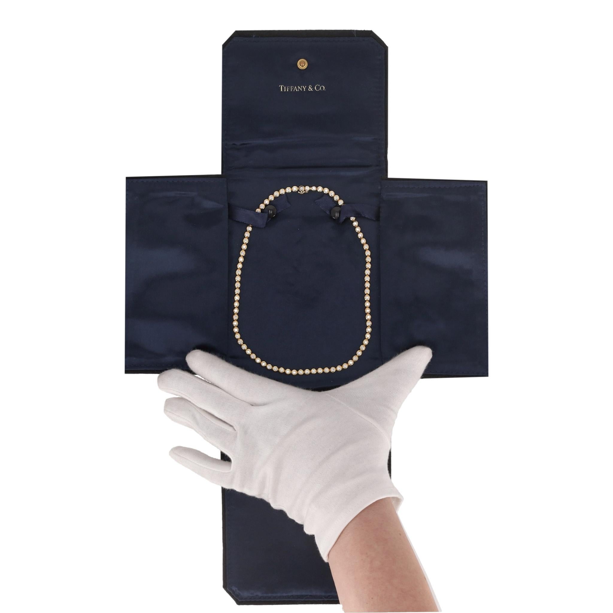 Tiffany & Co Jazz Diamond 5ct Tennis Necklace In 18k Gold In Excellent Condition For Sale In London, GB