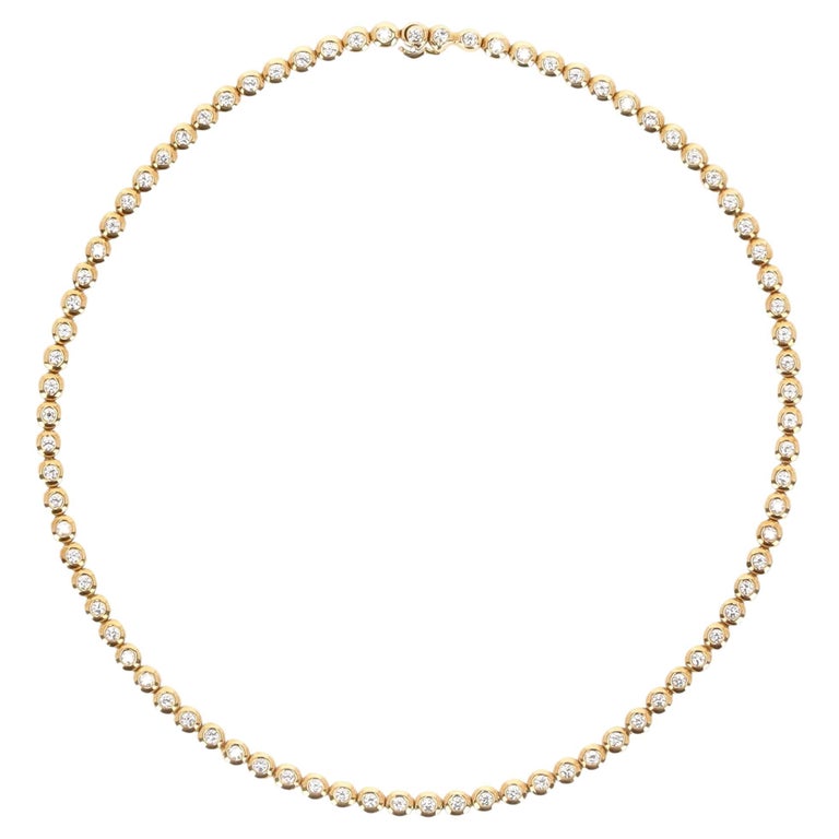 Tiffany and Co Jazz Diamond 5ct Tennis Necklace In 18k Gold at 1stDibs
