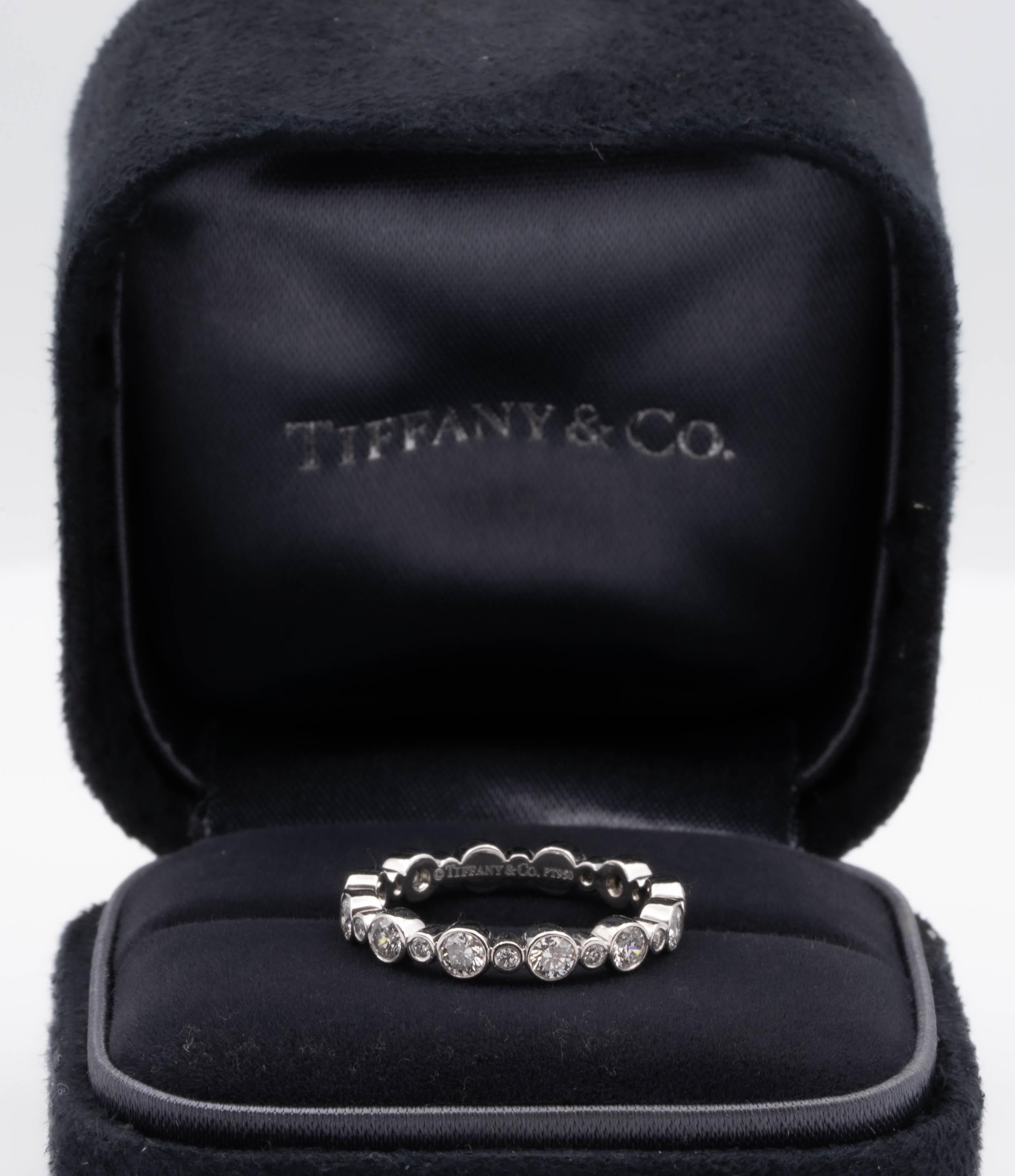 Modern Tiffany & Co. Platinum Jazz Diamond Band 24 Rounds Bezel Set 0.66 Cts Size 4.25