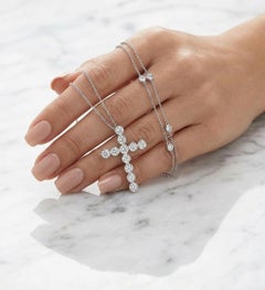 Tiffany & Co. Jazz Diamond Cross Pendant Necklace Platinum 1.30 Carat Total