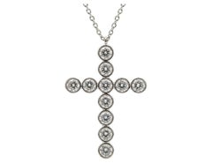 Tiffany & Co. Jazz Diamond Cross Pendant Necklace Platinum 1.30 Carat Total