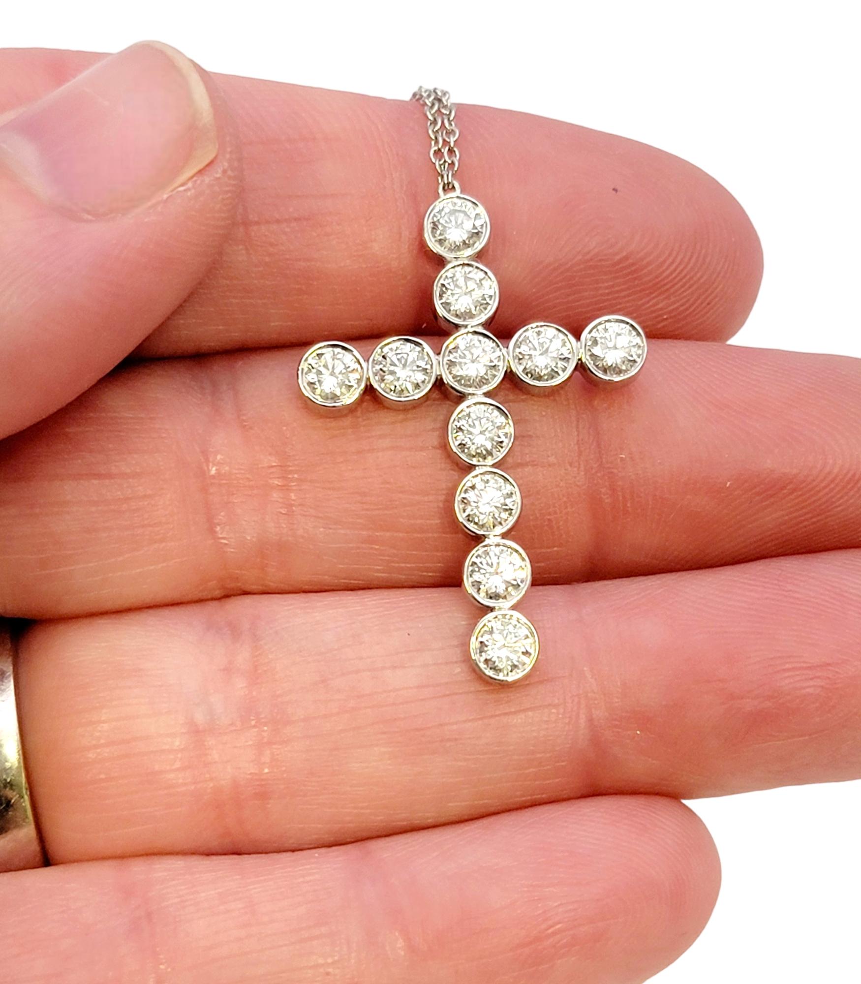 Tiffany & Co. Jazz Diamond Cross Pendant on Diamonds By The Yard Necklace 2 CTW For Sale 4