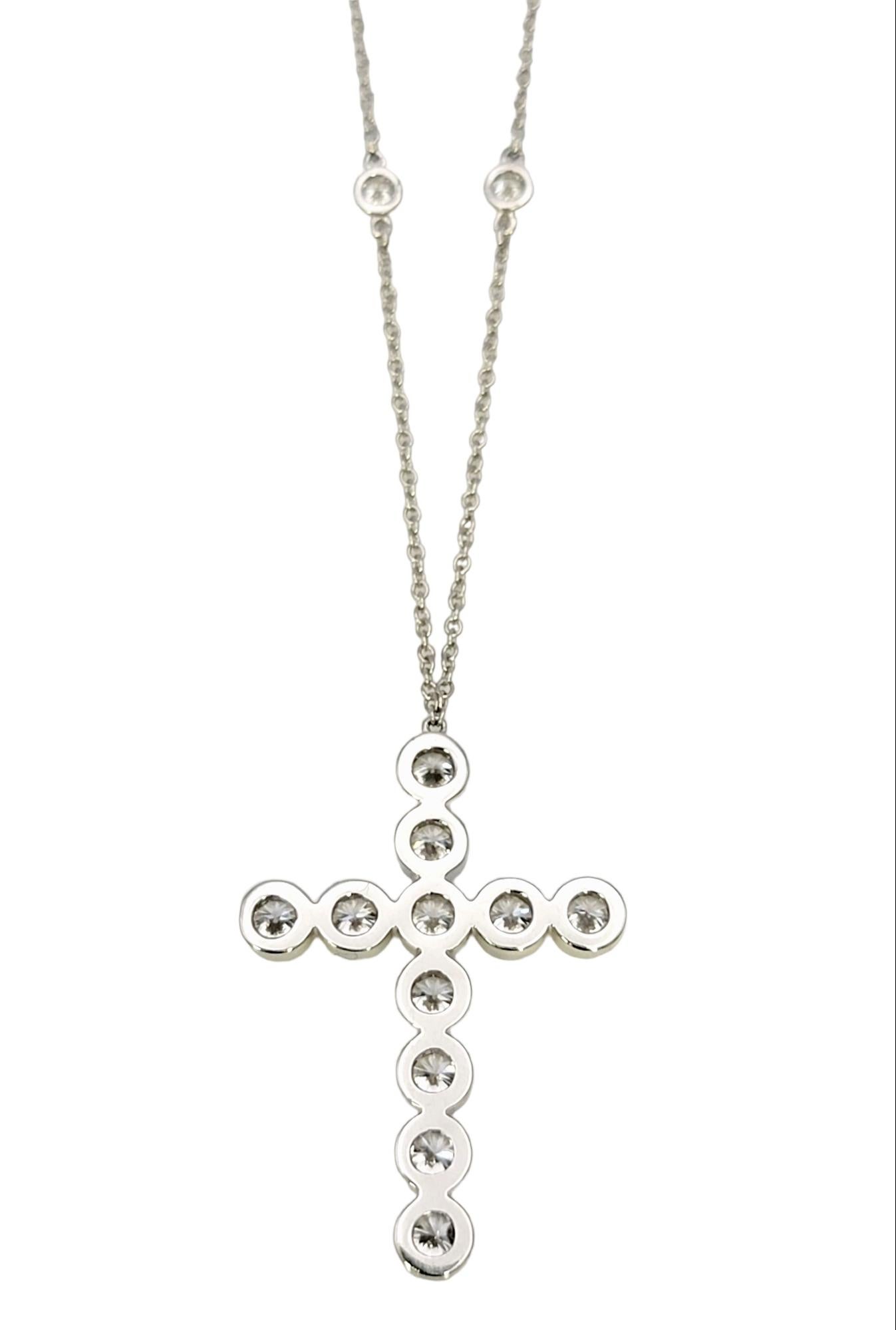 Women's Tiffany & Co. Jazz Diamond Cross Pendant on Diamonds By The Yard Necklace 2 CTW For Sale