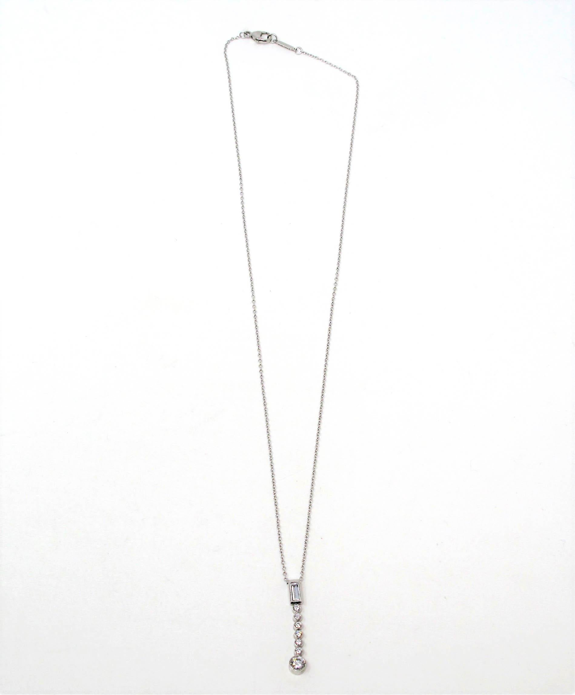 Art Deco Tiffany & Co. Jazz Diamond Drop Pendant in Platinum Necklace, circa 2003 For Sale