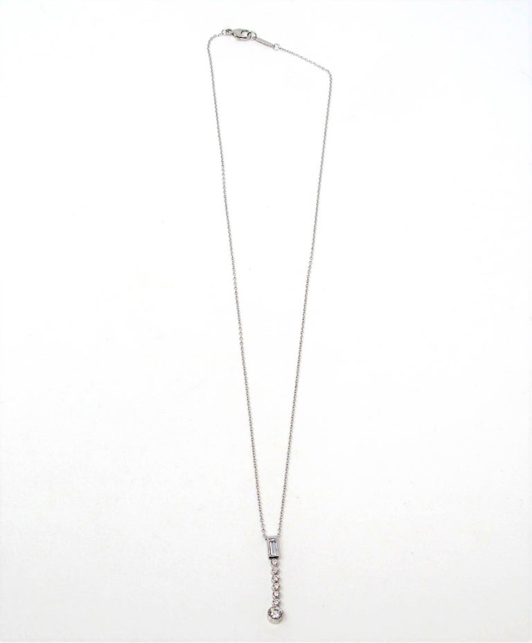Tiffany and Co. Jazz Diamond Drop Pendant in Platinum Necklace, circa