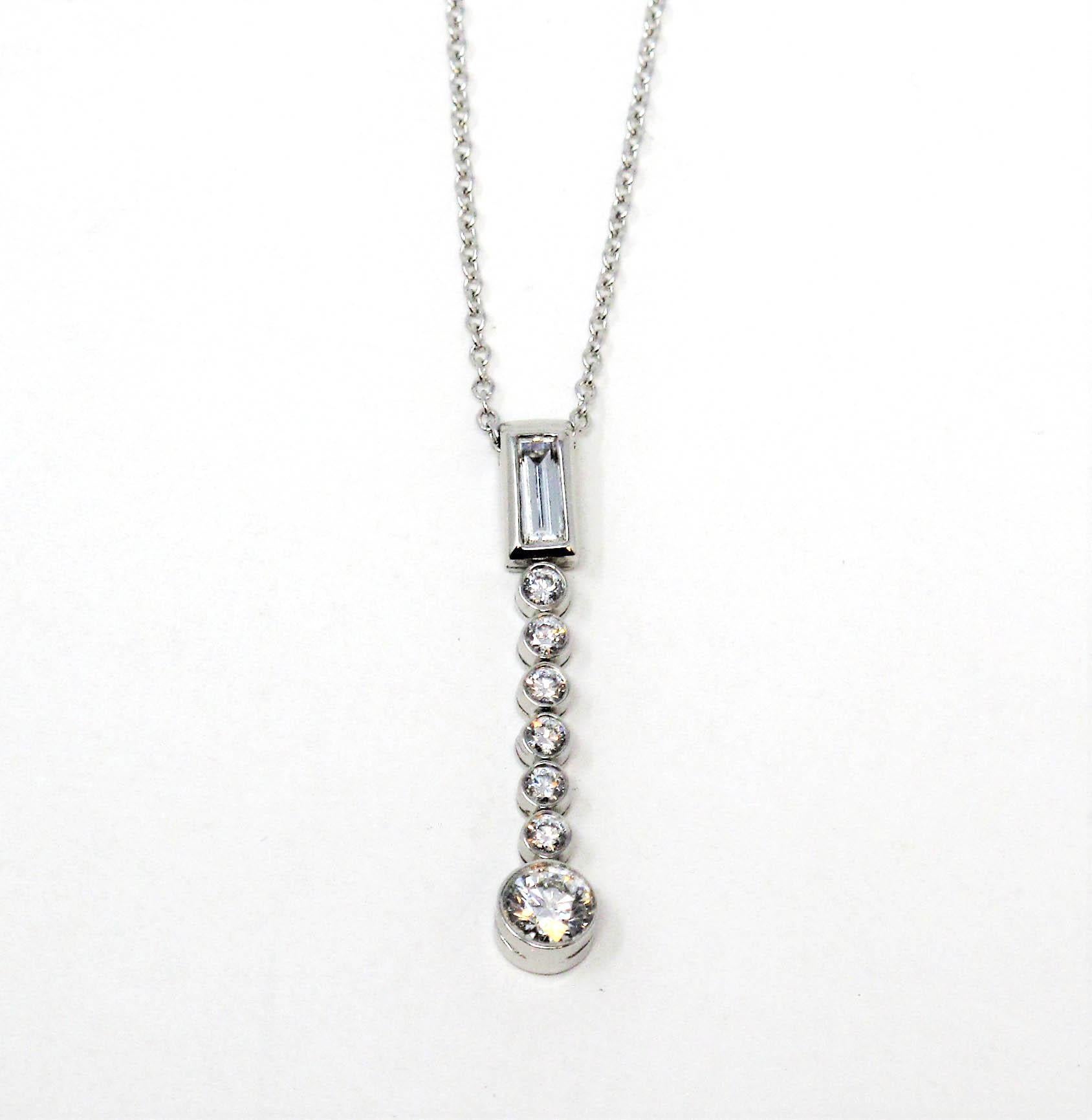Tiffany & Co. Jazz Diamond Drop Pendant in Platinum Necklace, circa 2003 In Good Condition For Sale In Scottsdale, AZ