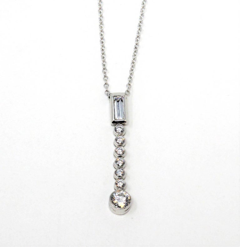 Tiffany and Co. Jazz Diamond Drop Pendant in Platinum Necklace, circa