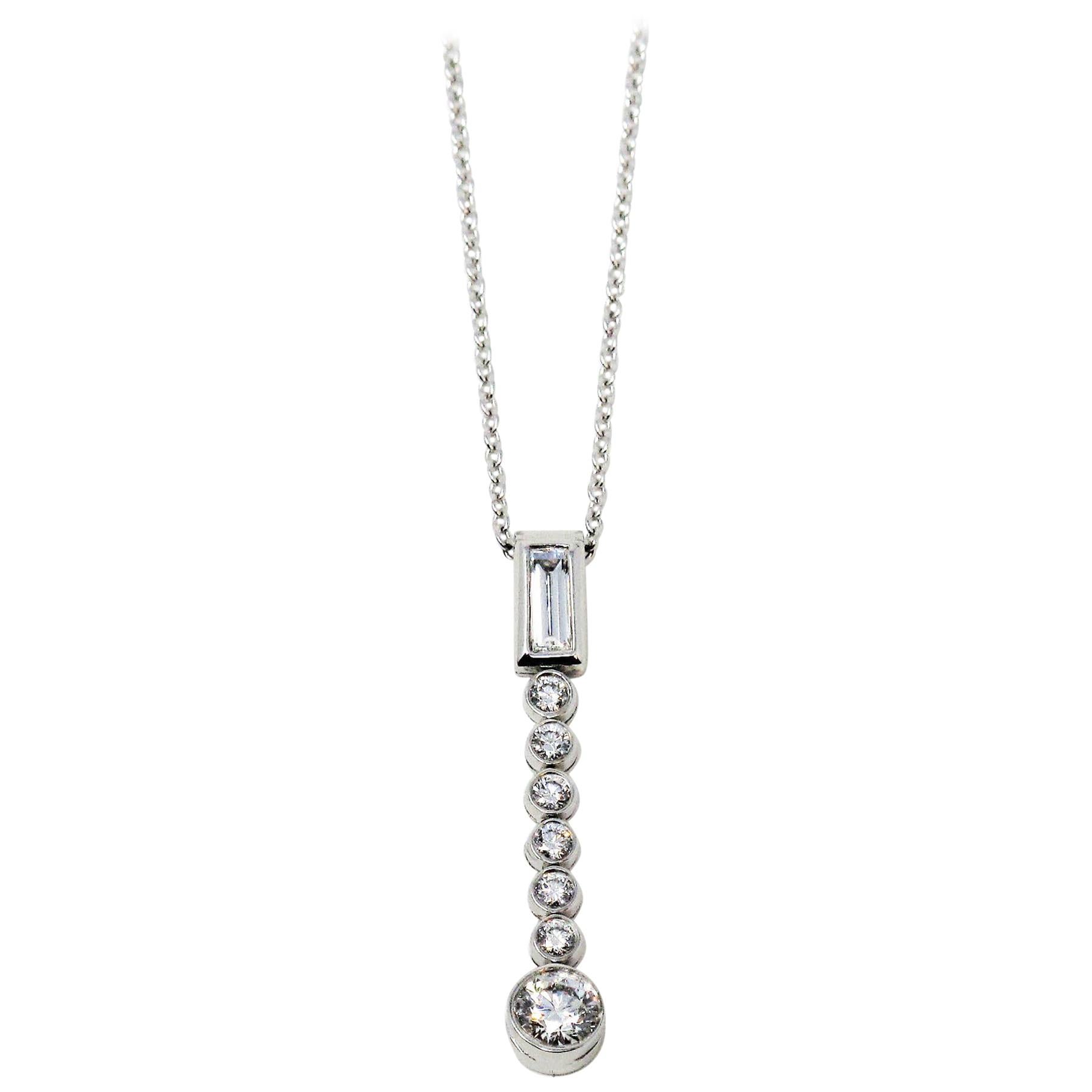 Tiffany & Co. Jazz Diamond Drop Pendant in Platinum Necklace, circa 2003