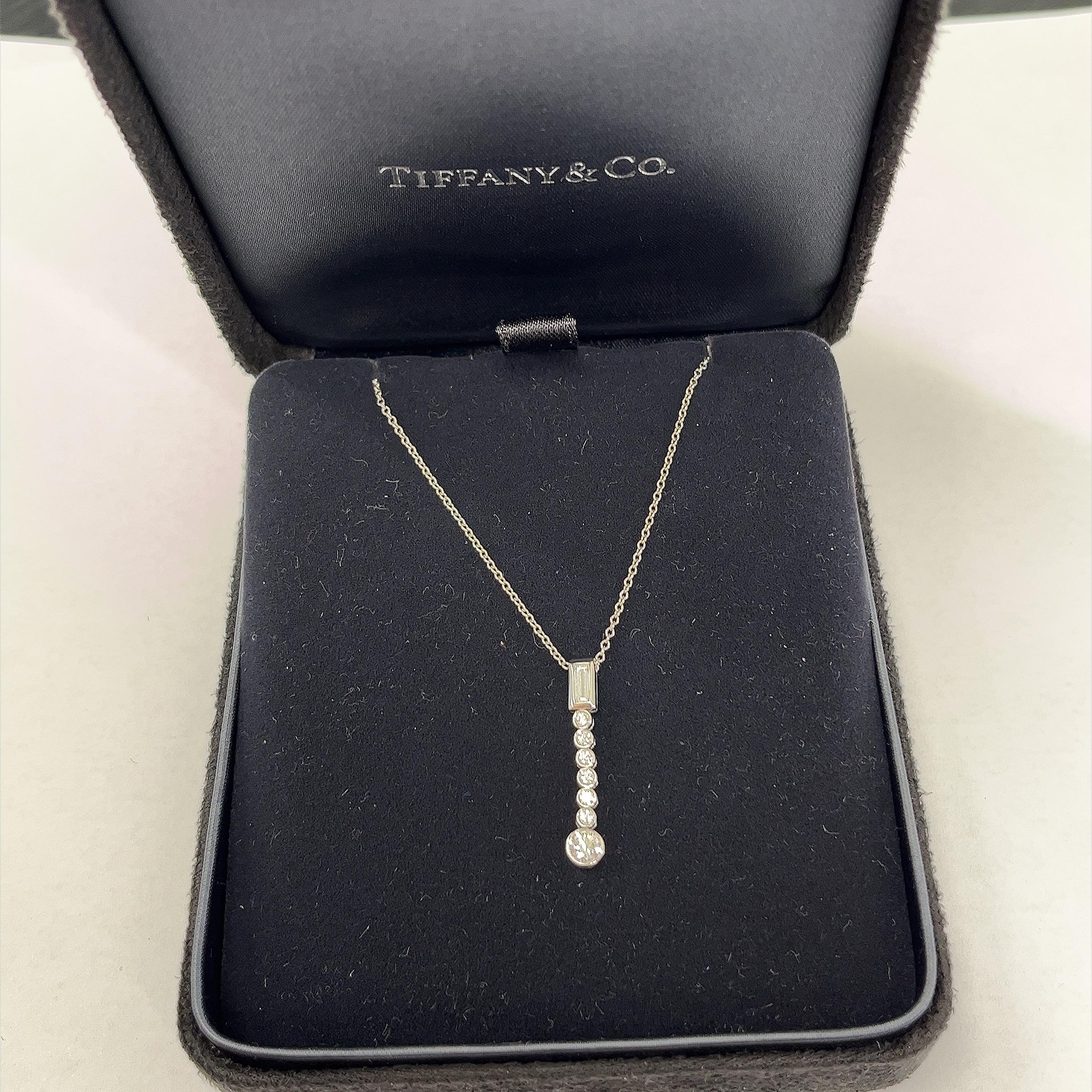 Tiffany & Co. Jazz Diamond Drop Pendant Necklace Set in Platinum  For Sale 2