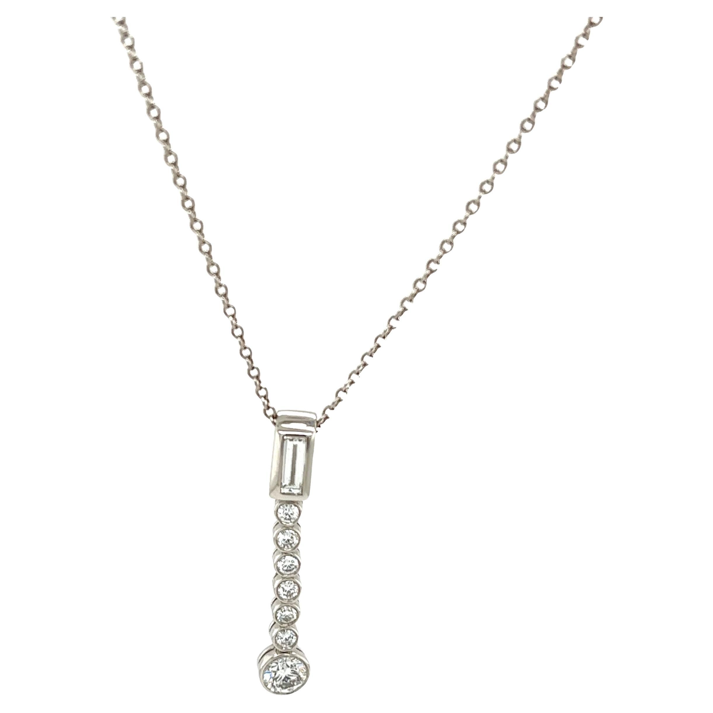 Tiffany & Co. Jazz Diamond Drop Pendant Necklace Set in Platinum  For Sale