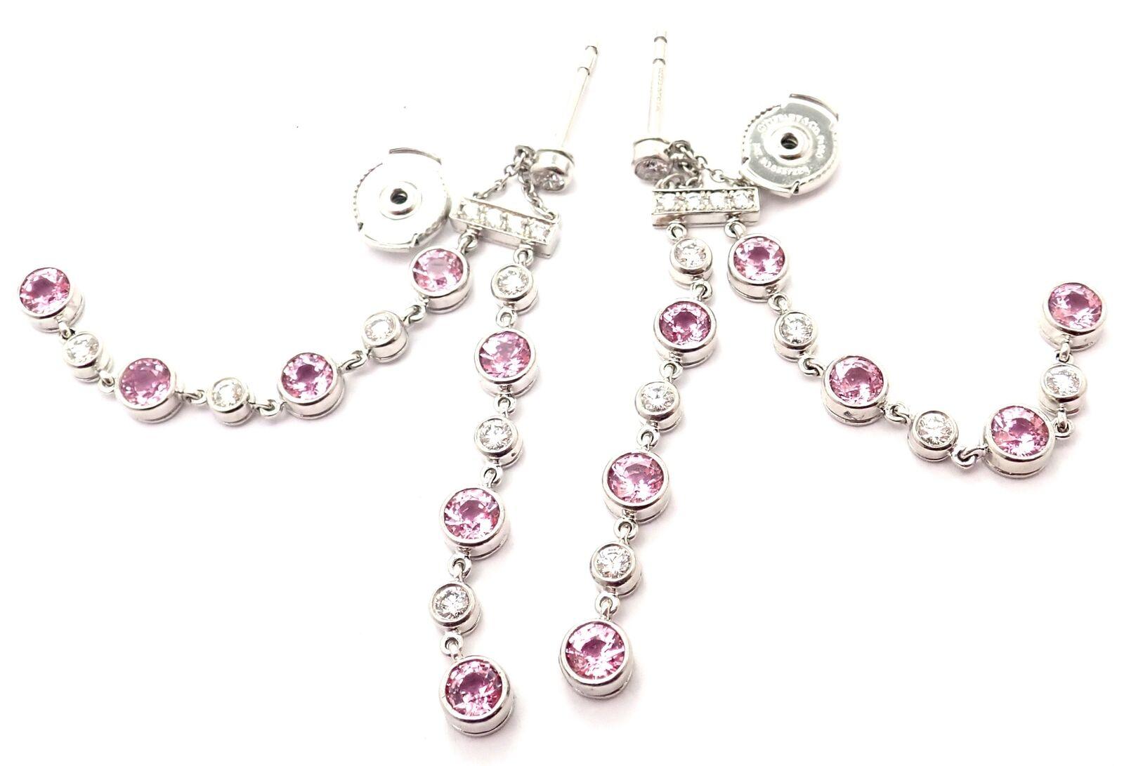 Tiffany & Co Jazz Diamond Pink Sapphire Platinum Drop Dangle Earrings 5