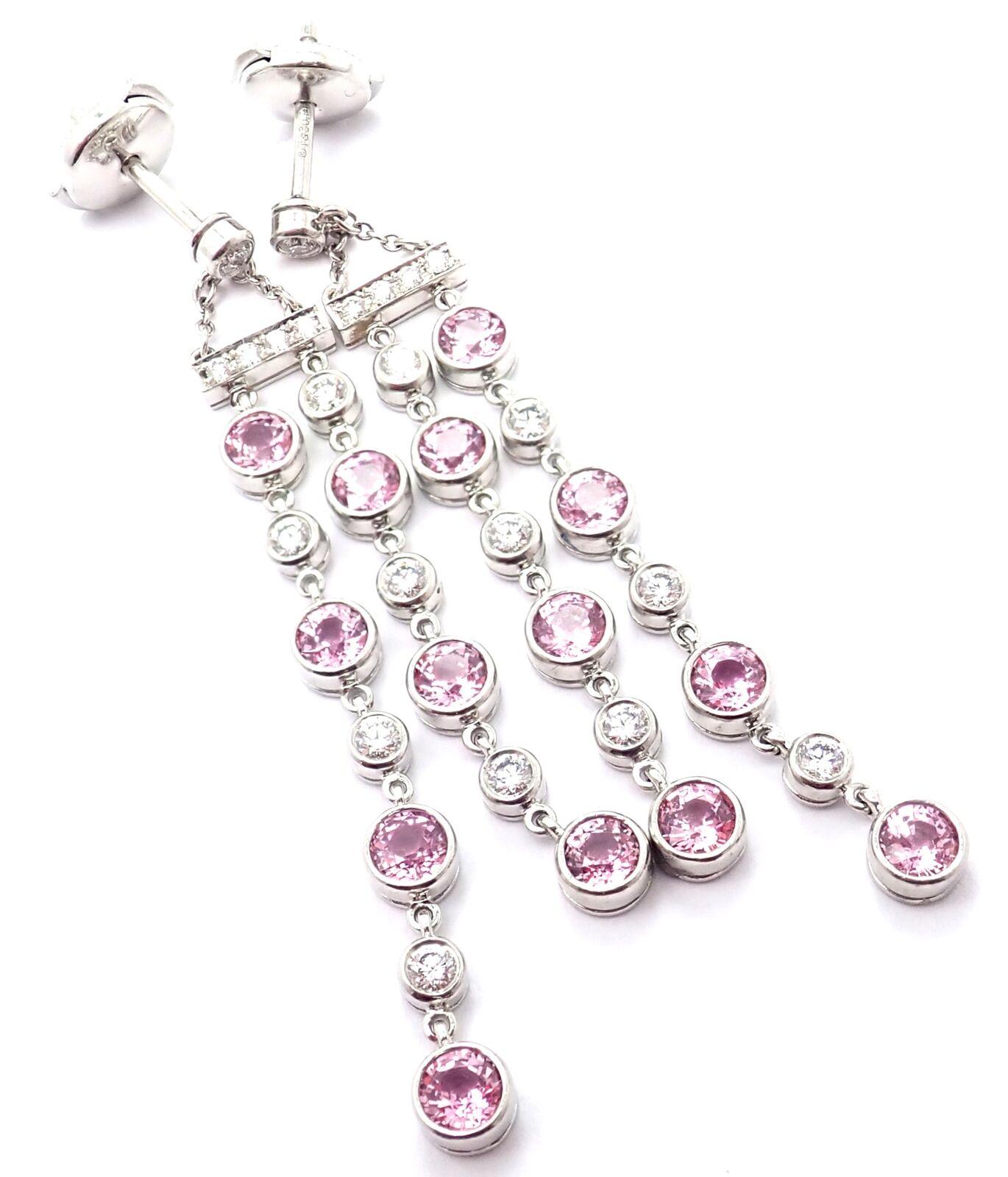 Tiffany & Co Jazz Diamond Pink Sapphire Platinum Drop Dangle Earrings 6