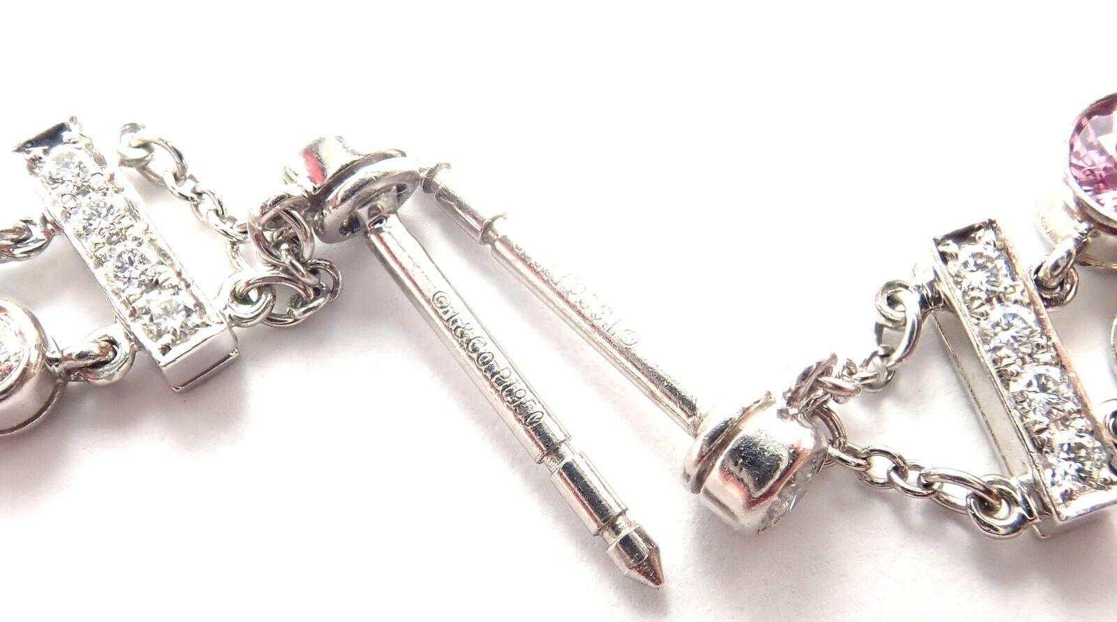 Tiffany & Co Jazz Diamond Pink Sapphire Platinum Drop Dangle Earrings 7