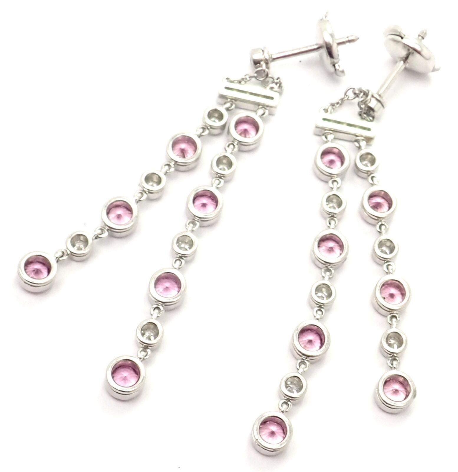Women's or Men's Tiffany & Co Jazz Diamond Pink Sapphire Platinum Drop Dangle Earrings