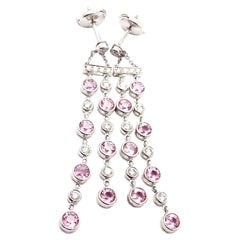Tiffany & Co Jazz Diamond Pink Sapphire Platinum Drop Dangle Earrings