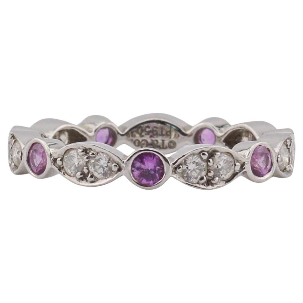 Tiffany & Co. Jazz Diamond Pink Sapphire Platinum Eternity Band Size 5