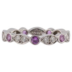 Vintage Tiffany & Co. Jazz Diamond Pink Sapphire Platinum Eternity Band Size 5