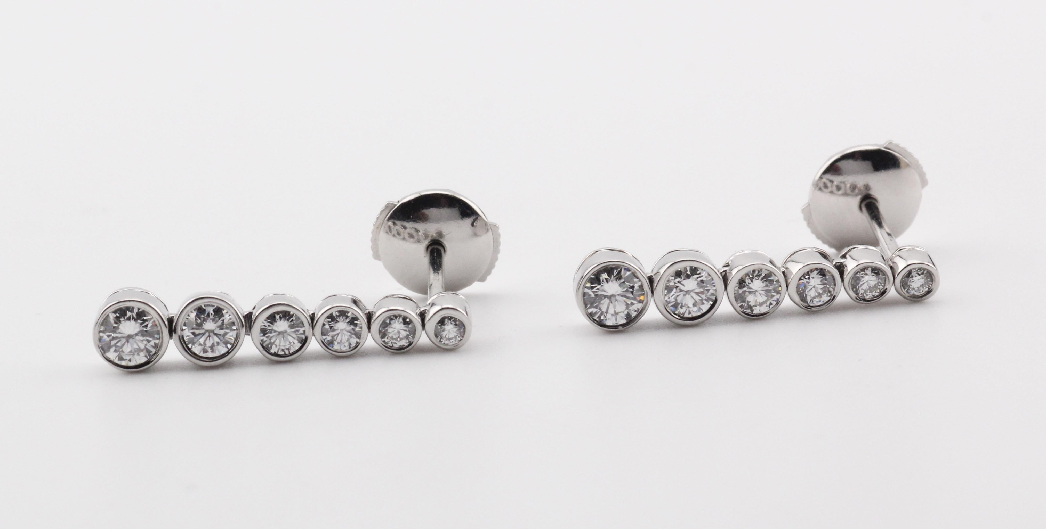 Tiffany & Co. Jazz Diamond Platinum PT950 Drop Earrings In Good Condition For Sale In Simpsonville, SC