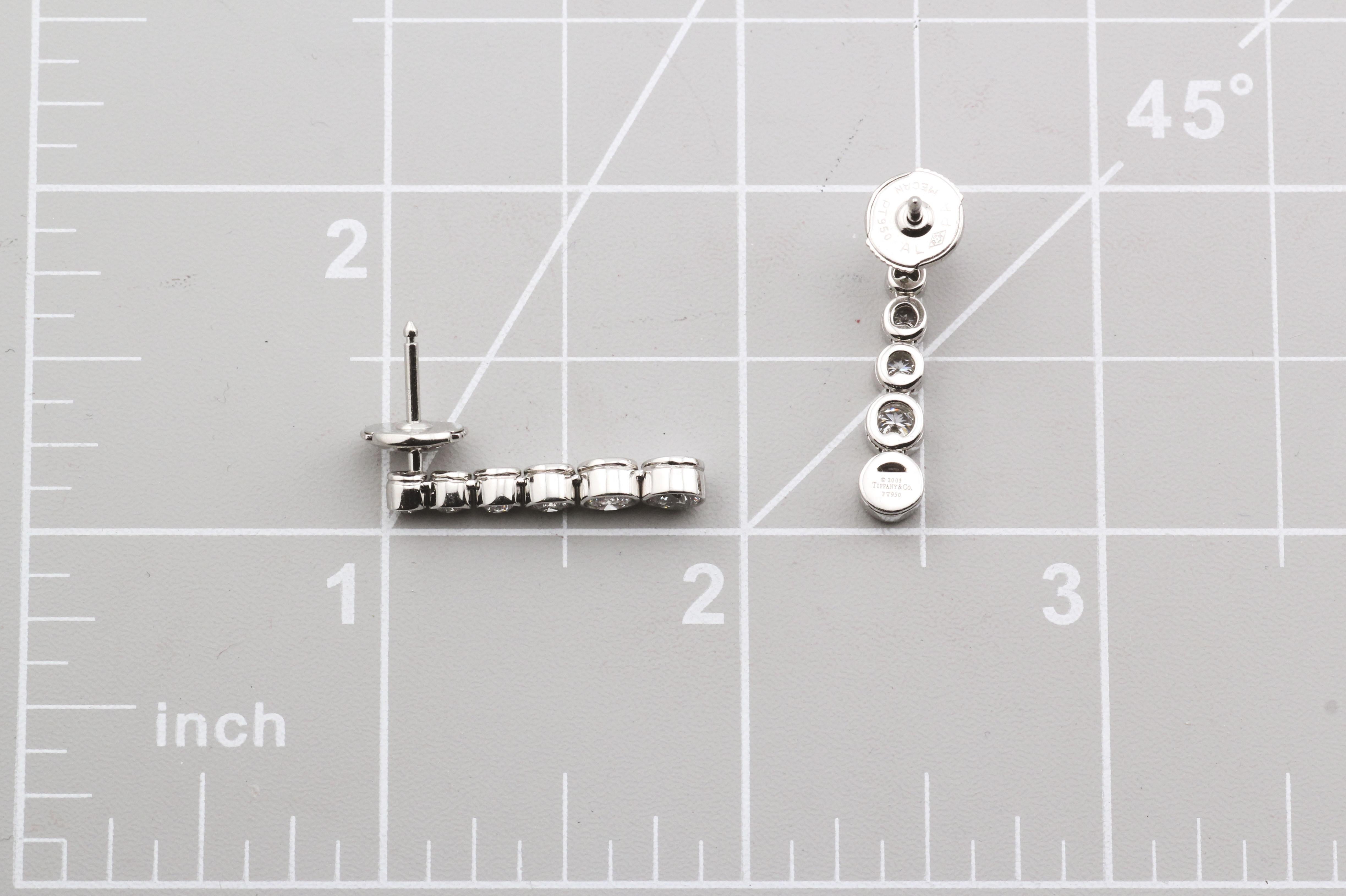 Tiffany & Co. Jazz Diamond Platinum PT950 Drop Earrings For Sale 2