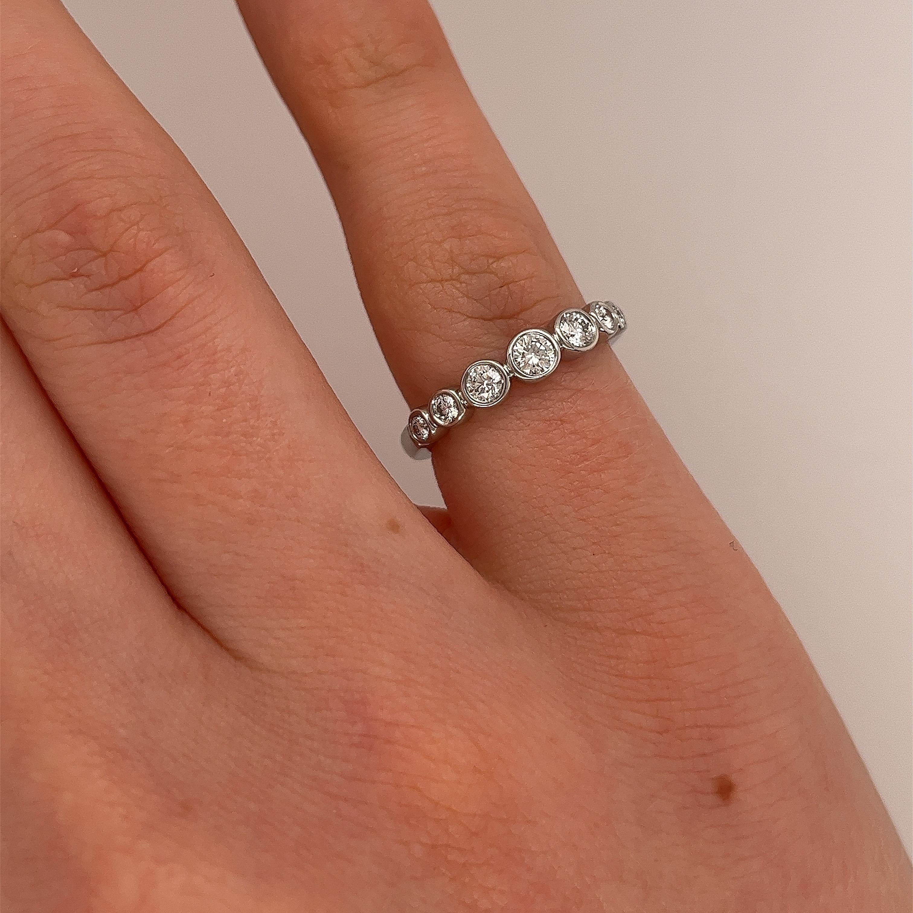 Women's Tiffany & Co Jazz Diamond Ring set with 7 stones in a graduated setting in plat For Sale