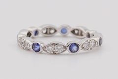 Tiffany & Co. Jazz Diamond Sapphire Platinum Eternity Band Size 4.25