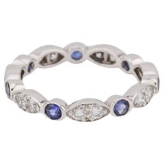 Tiffany & Co. Bague d'éternité Jazz en platine avec diamants et saphirs, taille 4,25