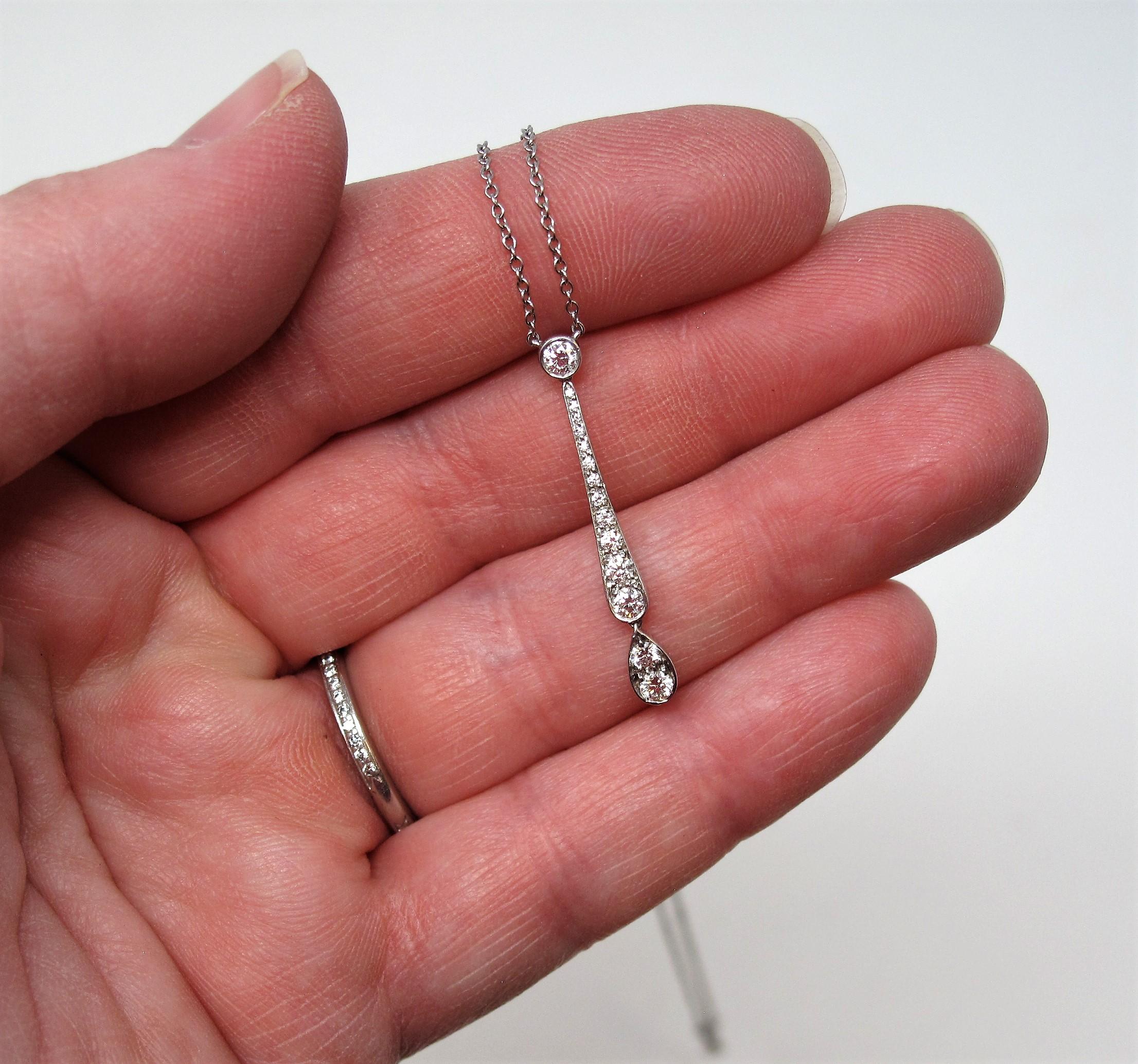 Art Deco Tiffany & Co. Jazz Graduated Diamond Drop Pendant Necklace in Platinum