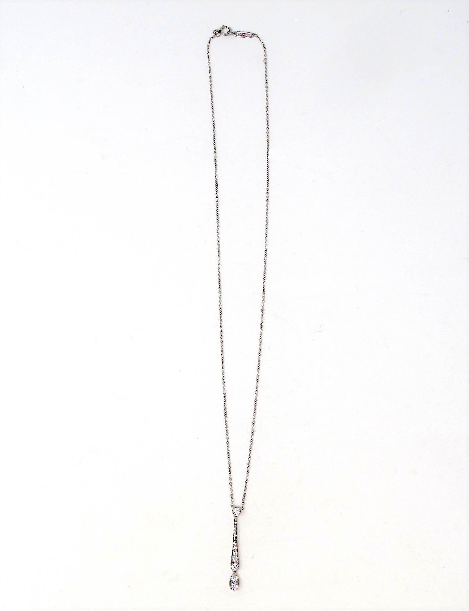 Round Cut Tiffany & Co. Jazz Graduated Diamond Drop Pendant Necklace in Platinum