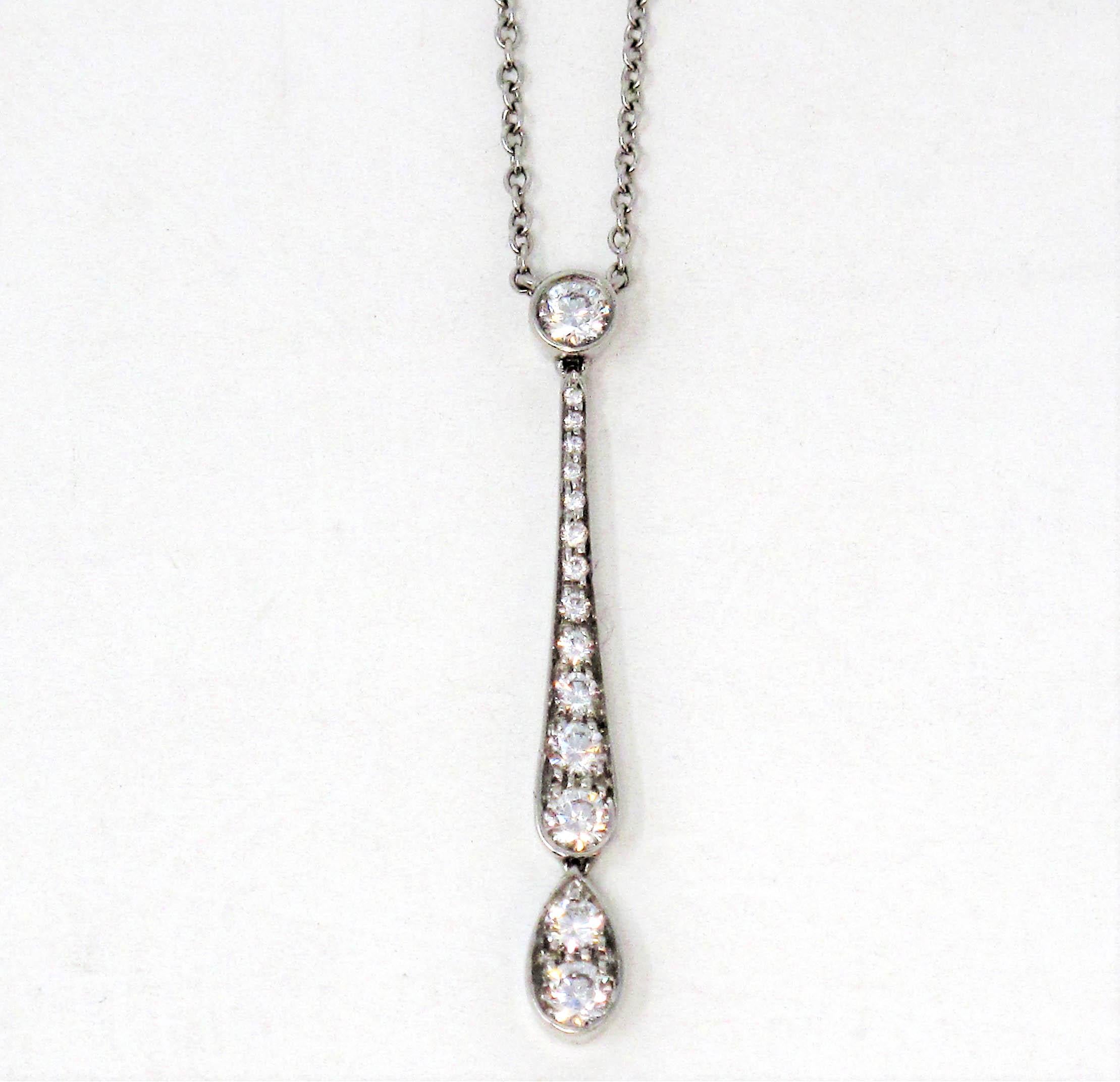 Tiffany & Co. Jazz Graduated Diamond Drop Pendant Necklace in Platinum In Good Condition In Scottsdale, AZ