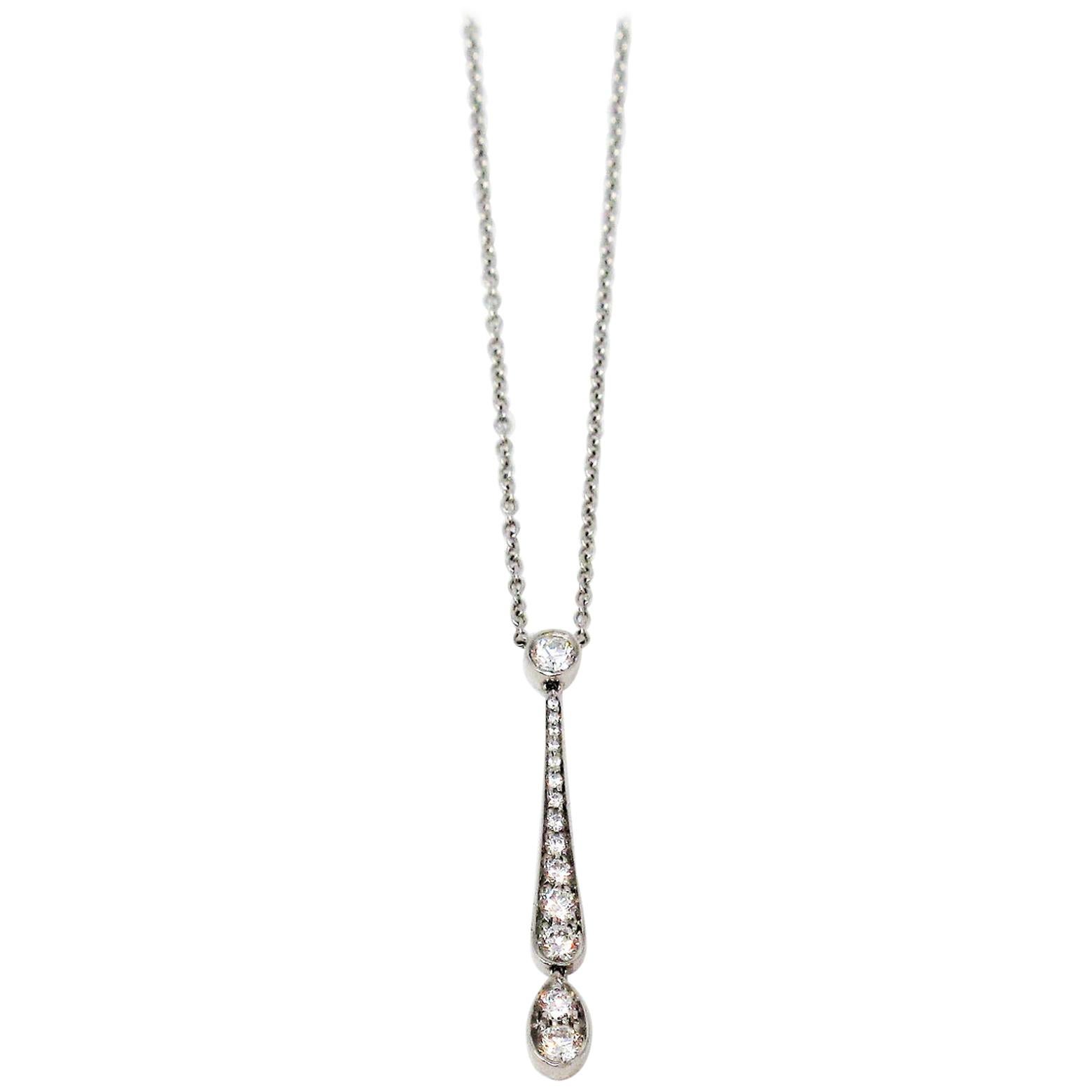 Tiffany & Co. Jazz Graduated Diamond Drop Pendant Necklace in Platinum