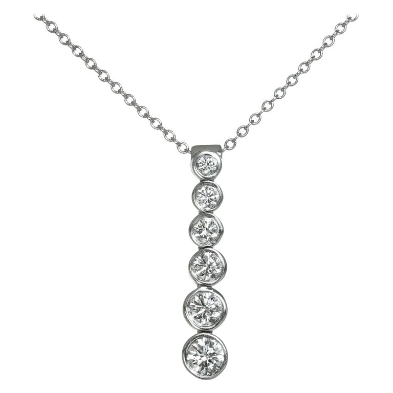Tiffany and Co. Jazz Graduated Drop Diamond Pendant Platinum Necklace