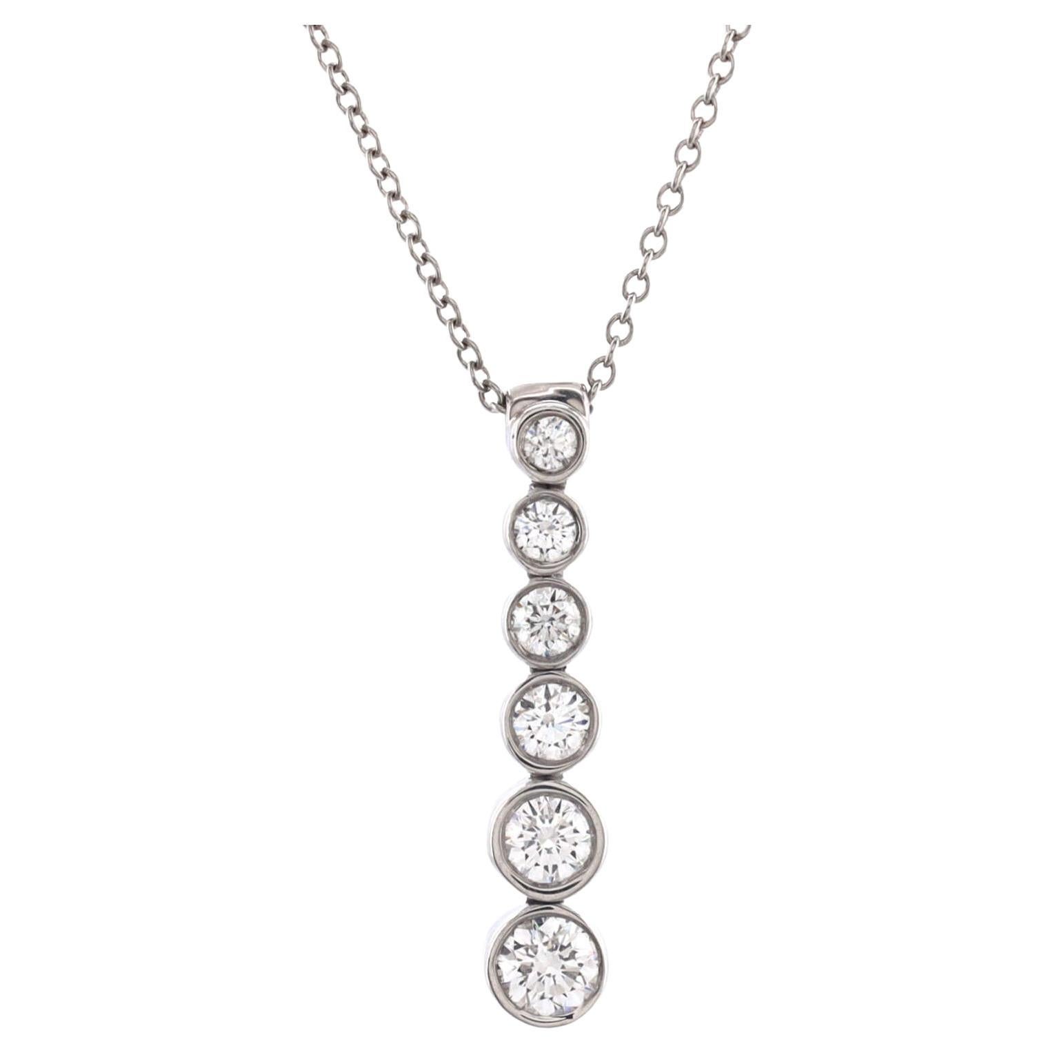 Tiffany & Co. Jazz Graduated Drop Pendant Necklace Platinum and Diamonds