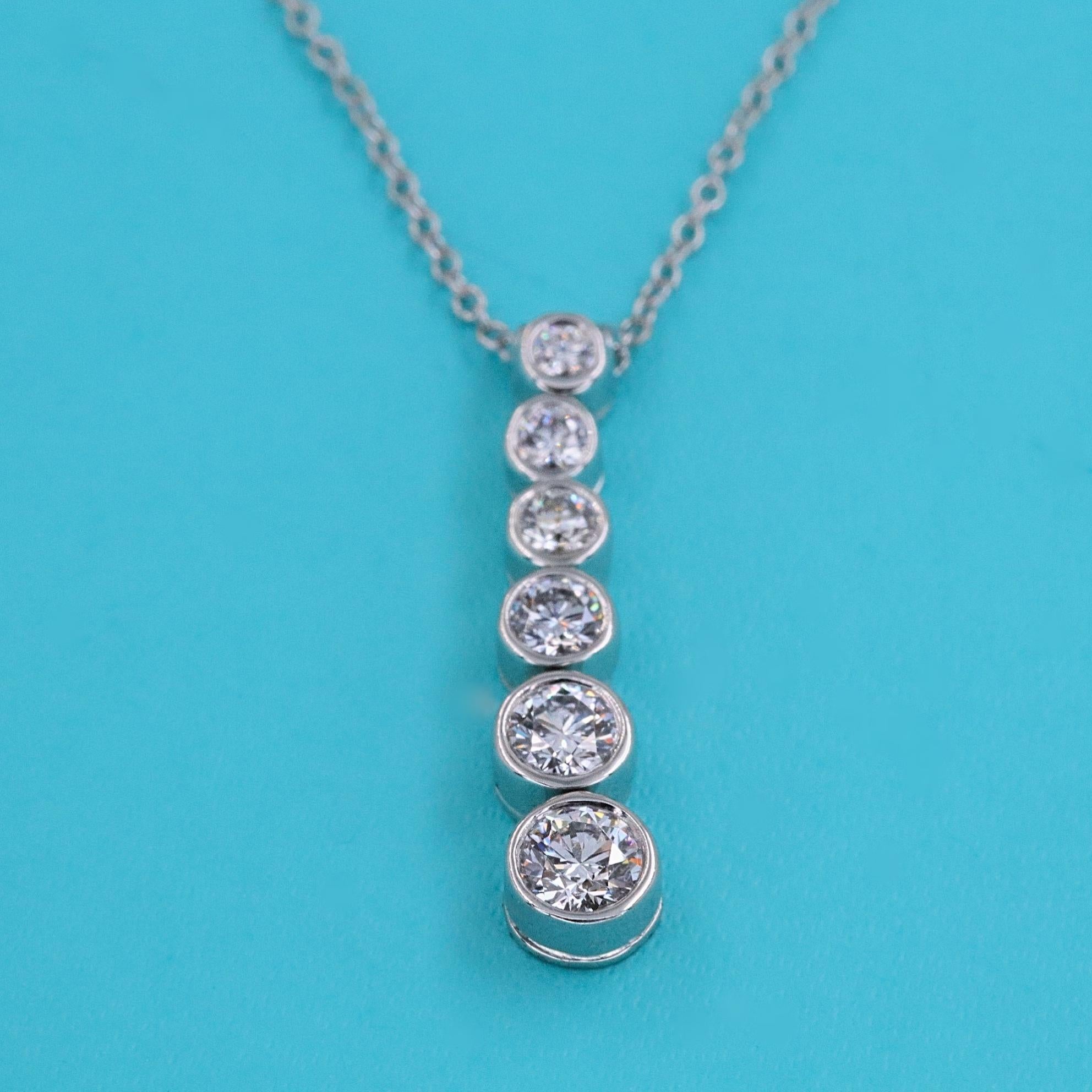 Women's or Men's Tiffany & Co Jazz Graduated Round Diamond Drop Pendant Necklace Platinum 0.45tcw