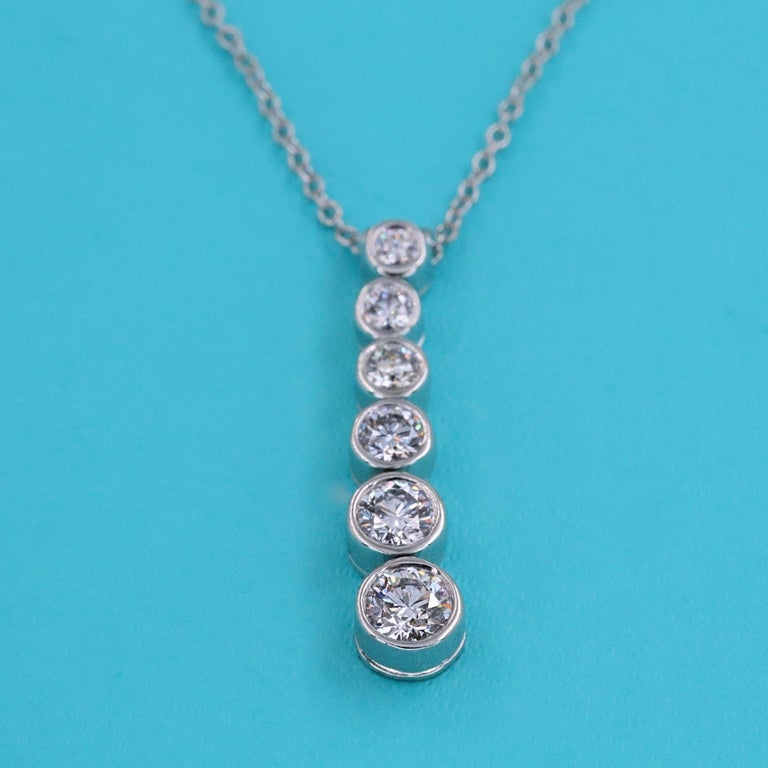 Tiffany and Co Jazz Graduated Round Diamond Drop Pendant Necklace