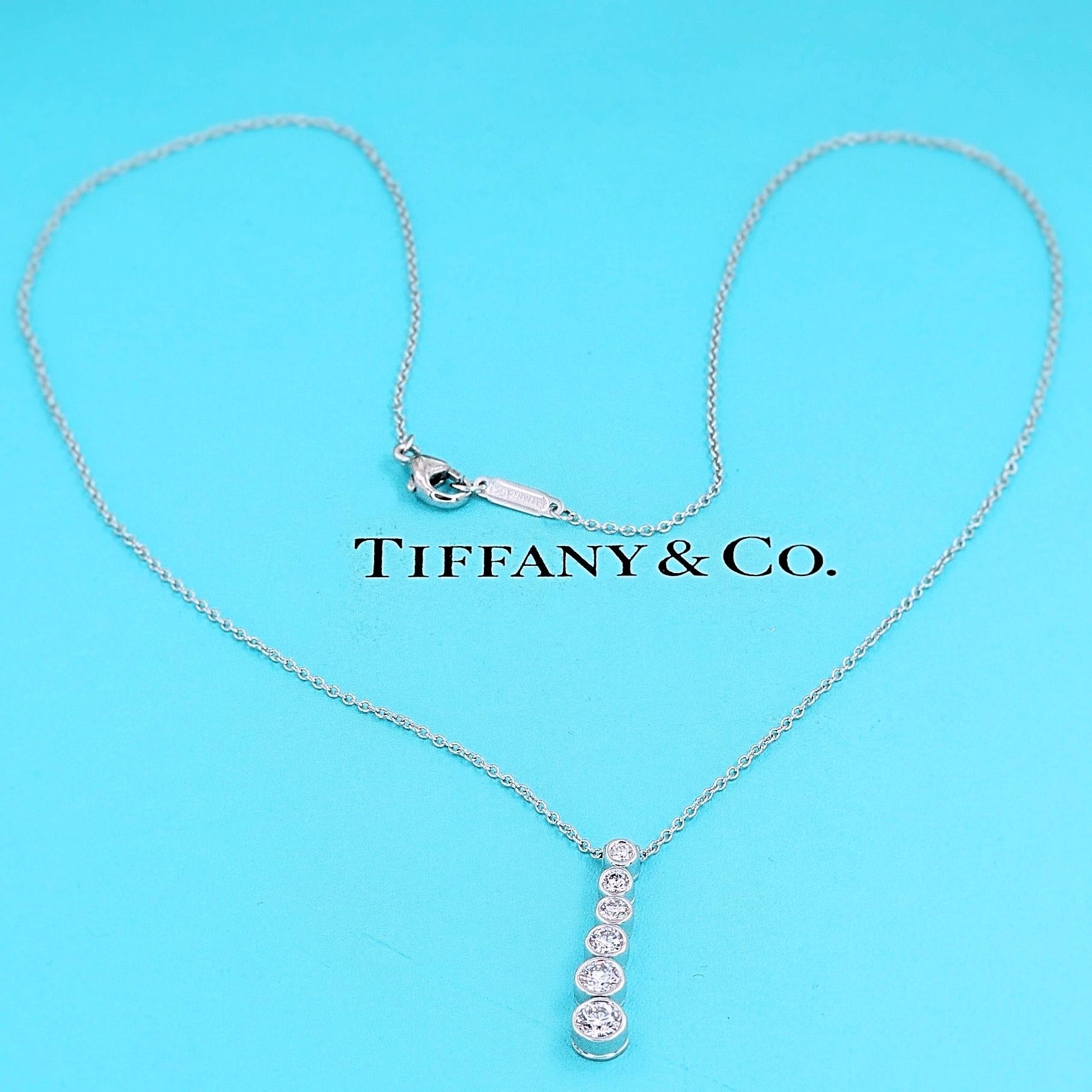 Tiffany & Co Jazz Graduated Round Diamond Drop Pendant Necklace Platinum 0.45tcw 1