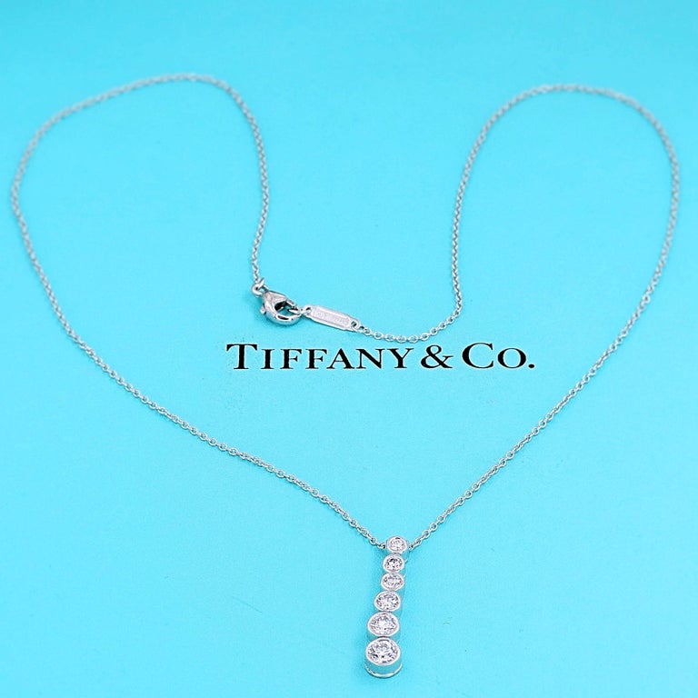 Tiffany and Co Jazz Graduated Round Diamond Drop Pendant Necklace